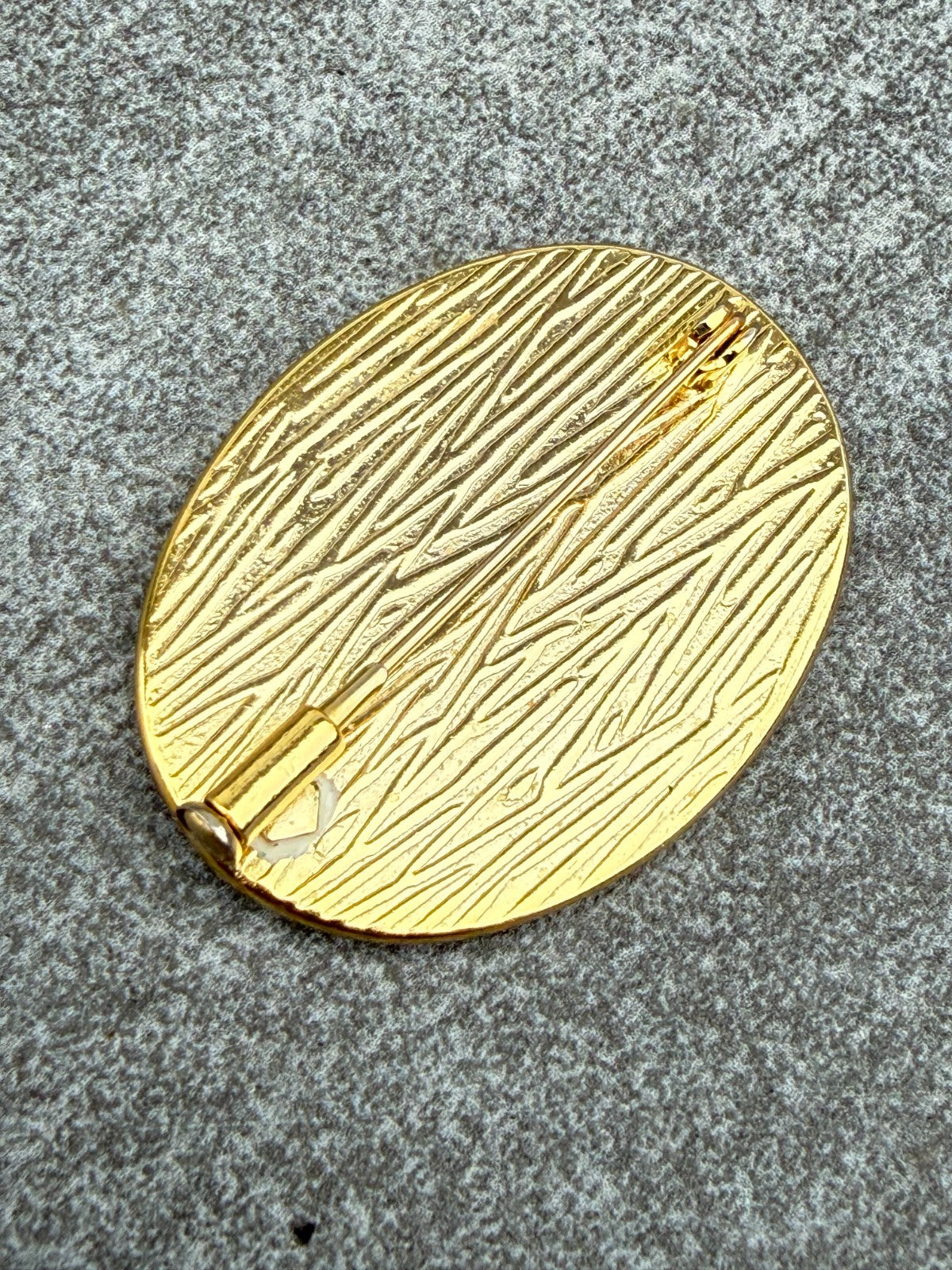 Vintage Pressed Flowers Brooch Gold Tone Oval Pin Dried Botanical Floral Natural