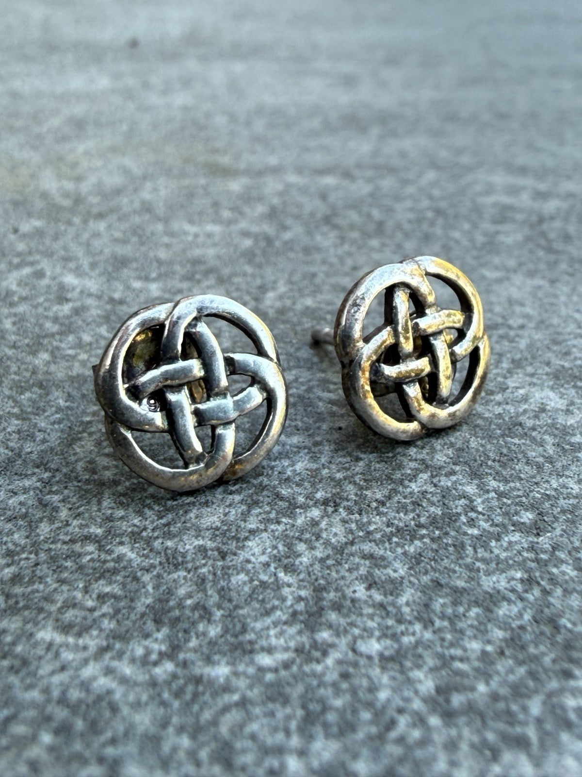 Vintage Kit Heath Sterling Silver Celtic Knot Stud Earrings 1994 Signed