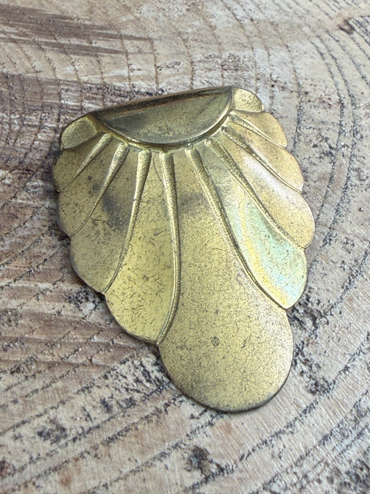 Vintage Art Deco Gold Tone Fan Dress Clip 1930s Radiating Scallop Petal