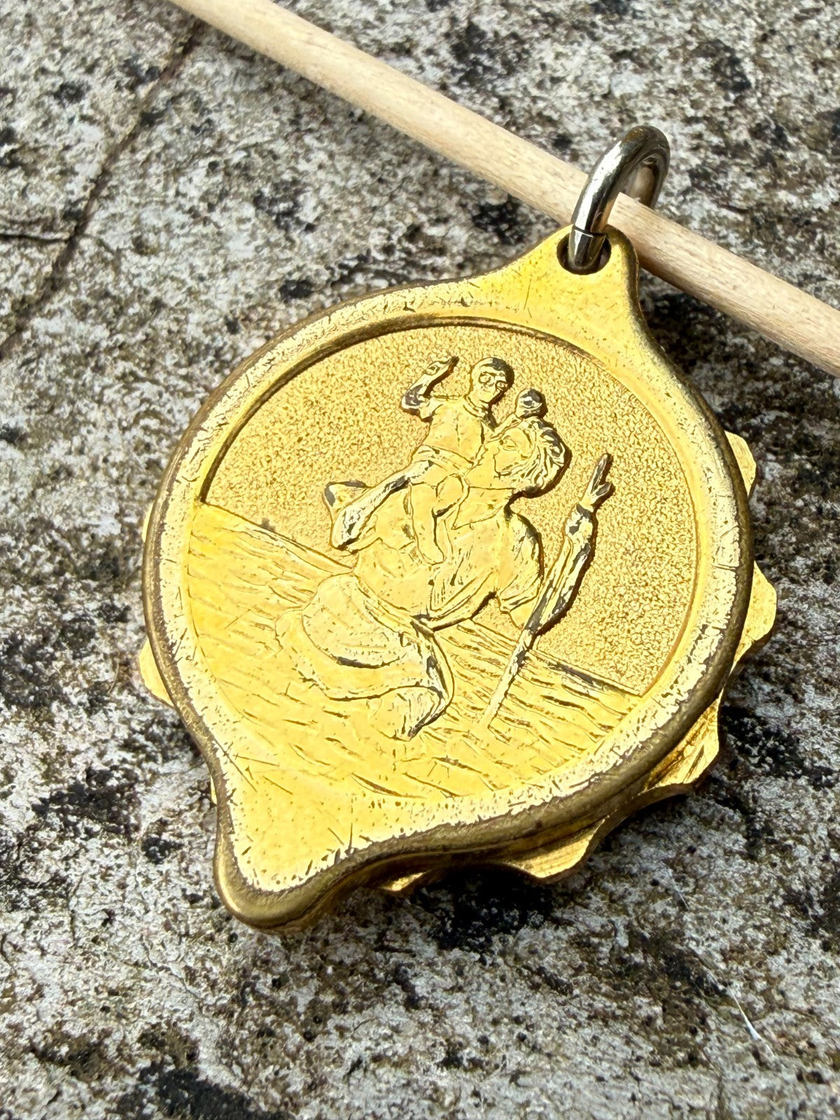 Vintage SOS Talisman Pendant St Christopher Emergency Medical ID Gold Plated