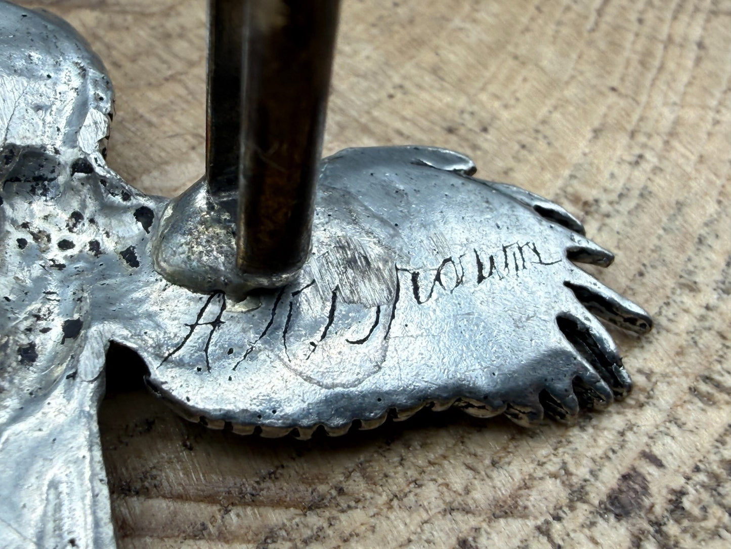 Vintage A.R. Brown Pewter Eagle Cufflinks Silver Tone Signed Bird of Prey