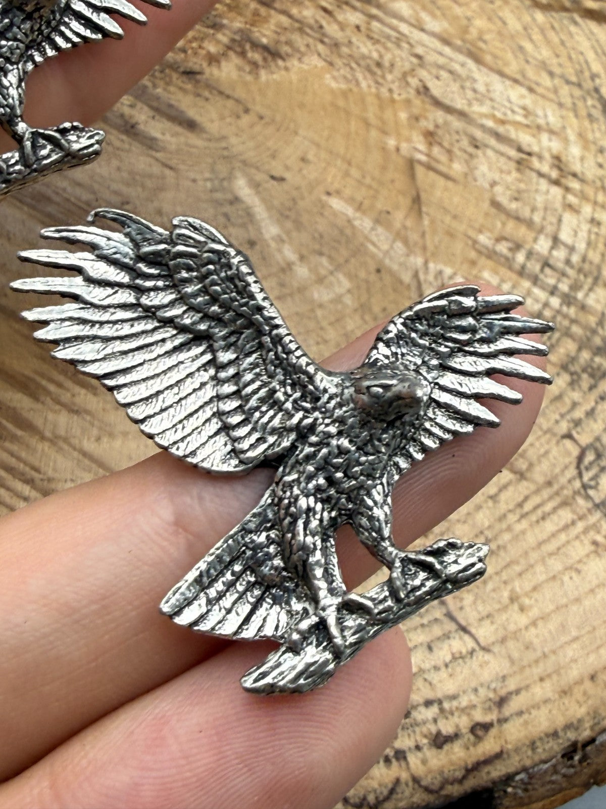 Vintage A.R. Brown Pewter Eagle Cufflinks Silver Tone Signed Bird of Prey