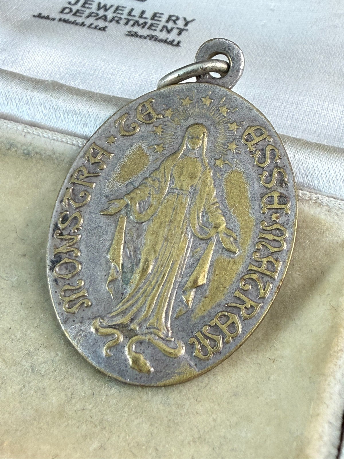 Vintage Children of Mary Sodality Medal Immaculate Conception Silver Tone Brass