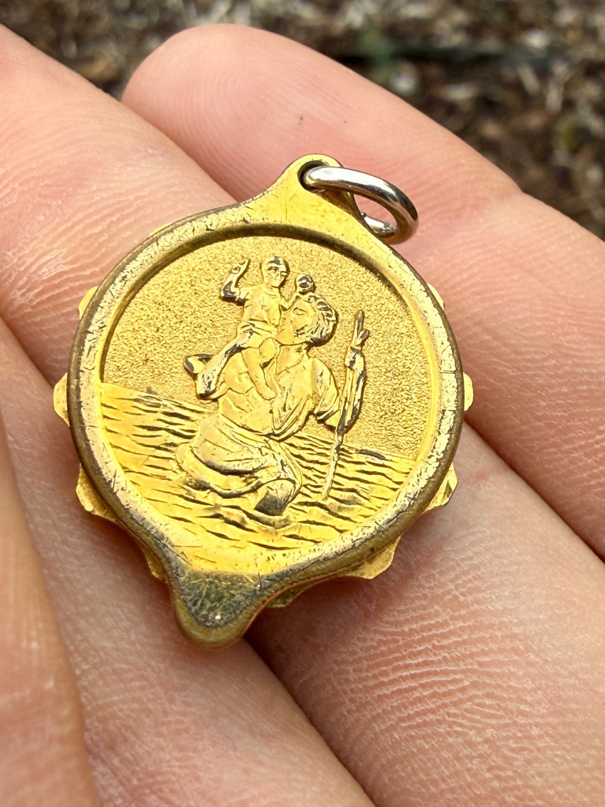 Vintage SOS Talisman Pendant St Christopher Emergency Medical ID Gold Plated