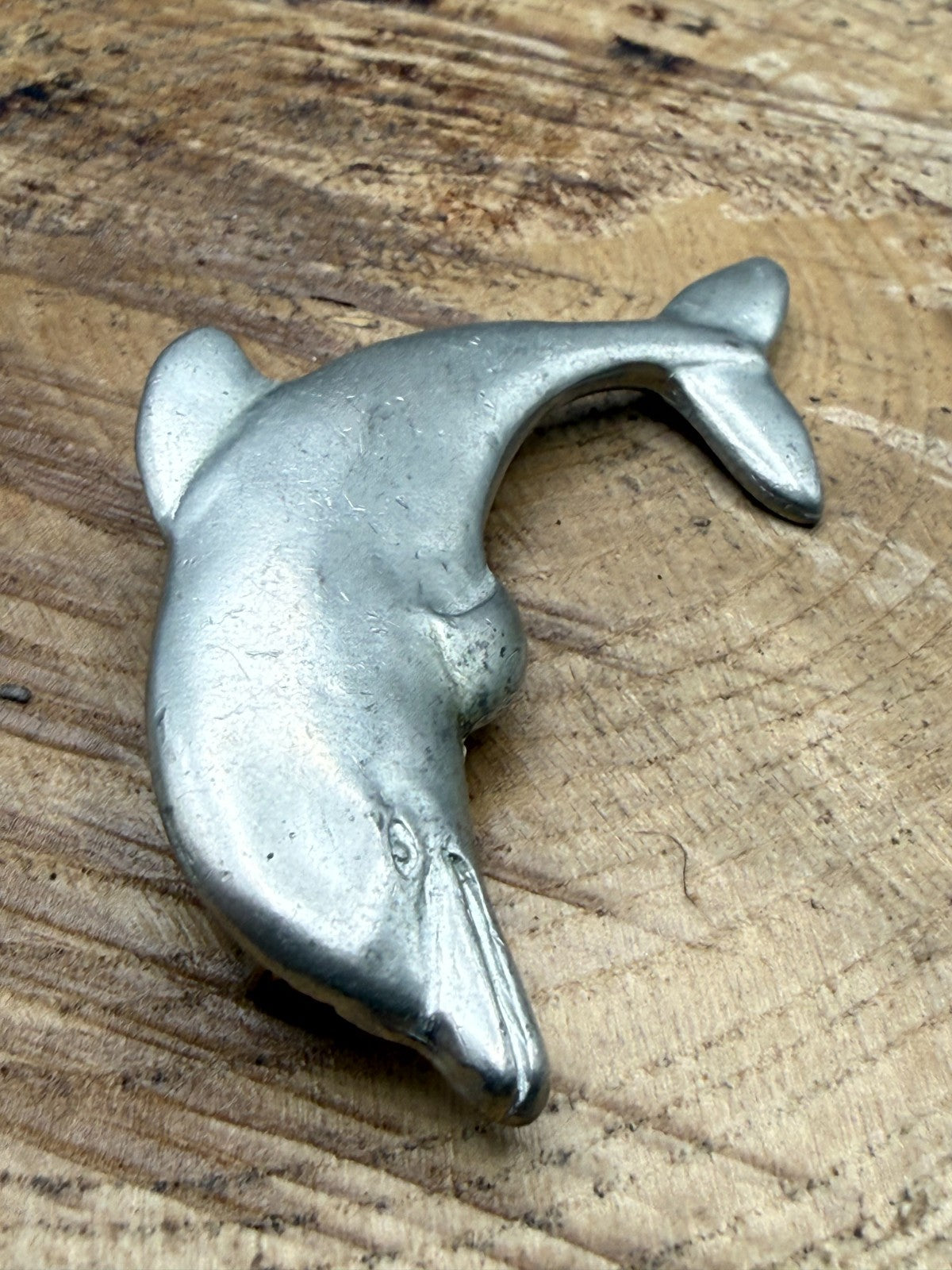 Vintage Dolphin Brooch by 'Seagull Pewter' Signed Canada 1989 Sealife Pin