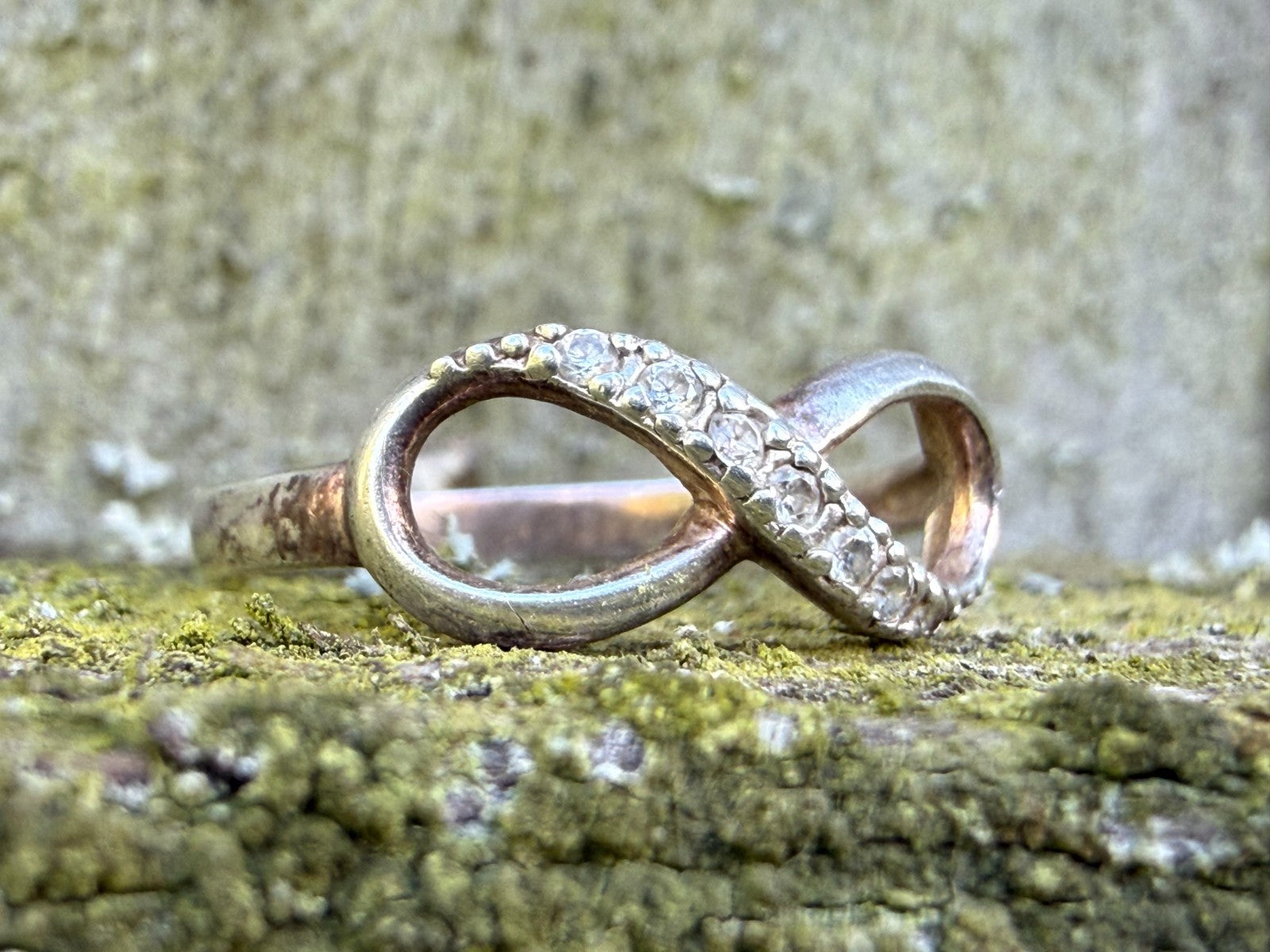 Sterling Silver Infinity Promise Ring Sparkly Clear Gemstone Size M 1/2