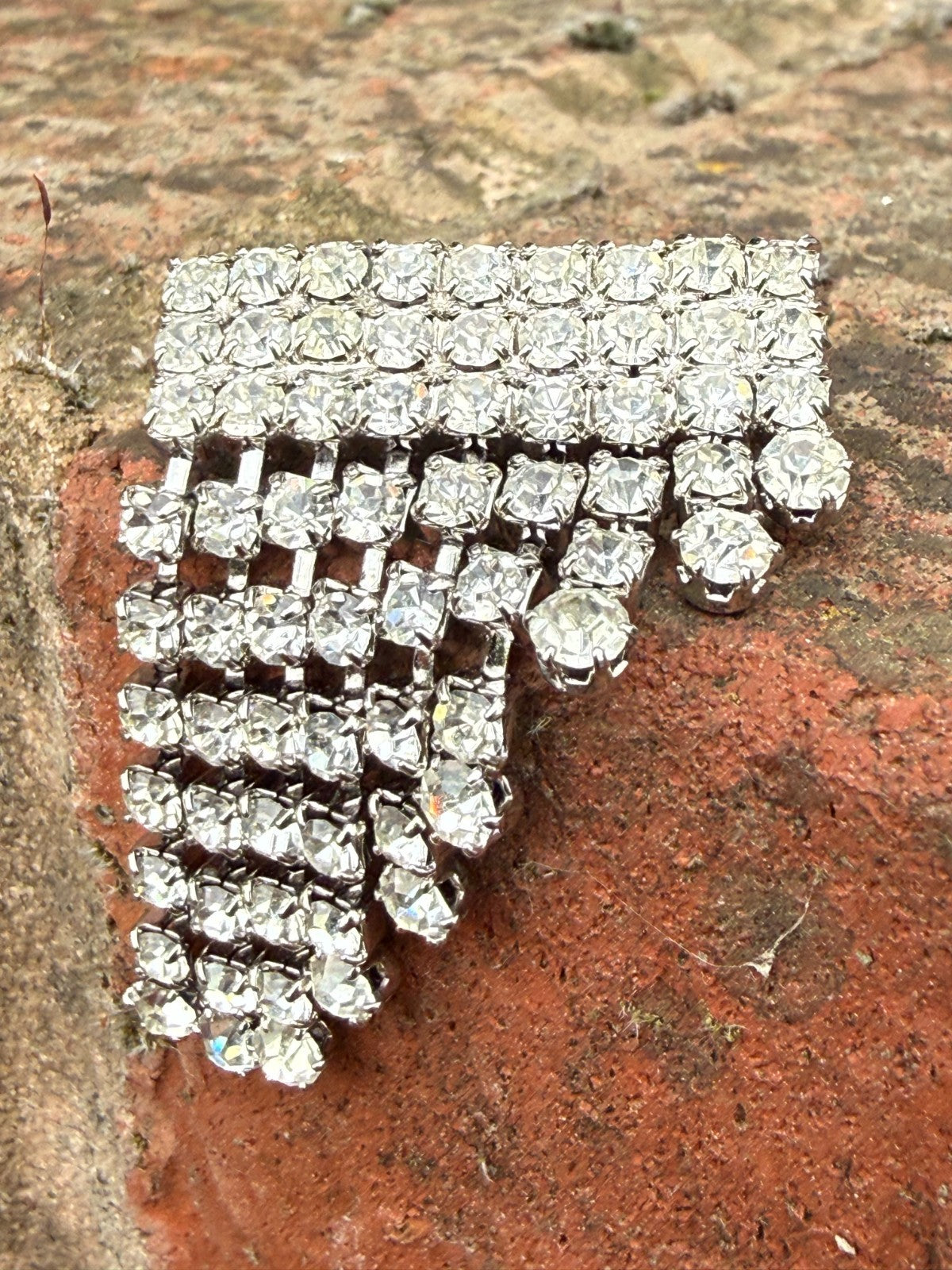 Vintage Waterfall Brooch Silver Tone Drop Dangle Mid Century Cascading Pin
