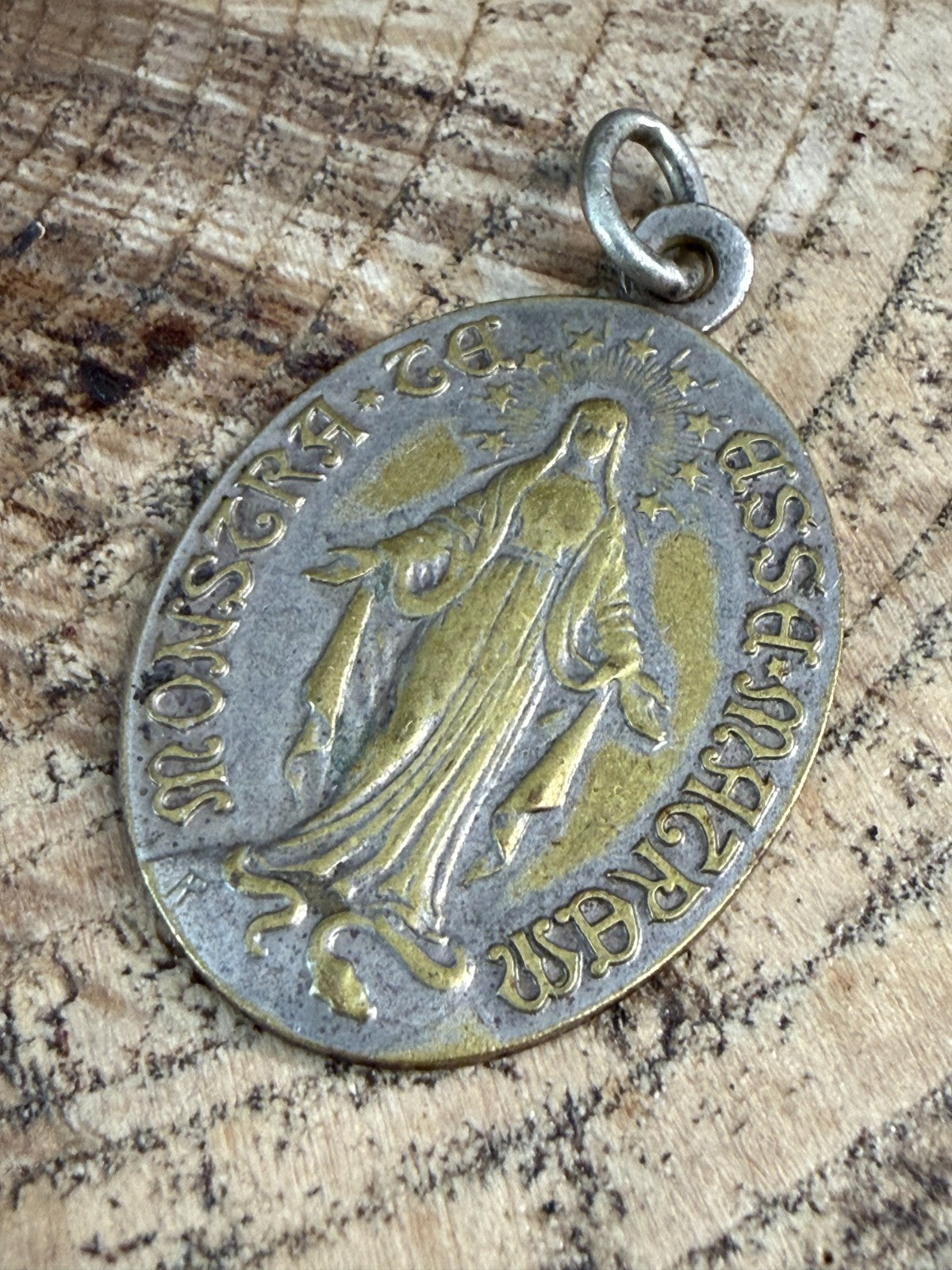 Vintage Children of Mary Sodality Medal Immaculate Conception Silver Tone Brass