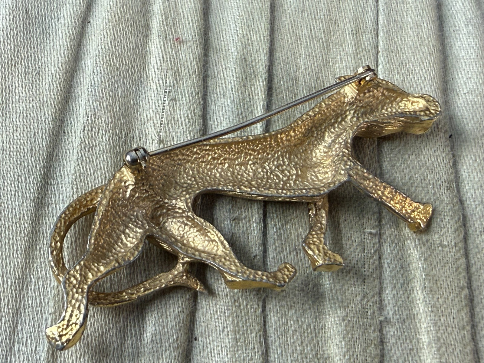 Vintage Big Cat Brooch Gold Tone Prowling Panther Pin Puma Lion Statement
