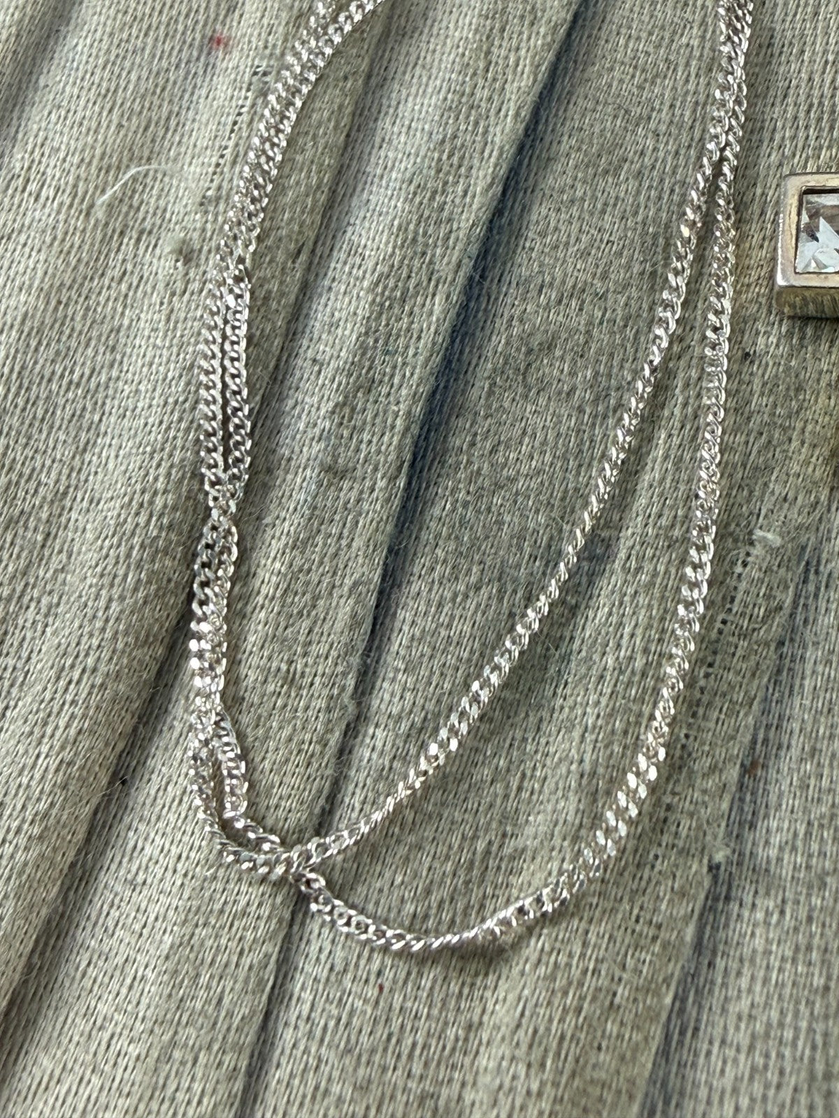 Sterling Silver 925 Cross Pendant Clear Glass Stone Set Necklace 40cm Curb Chain