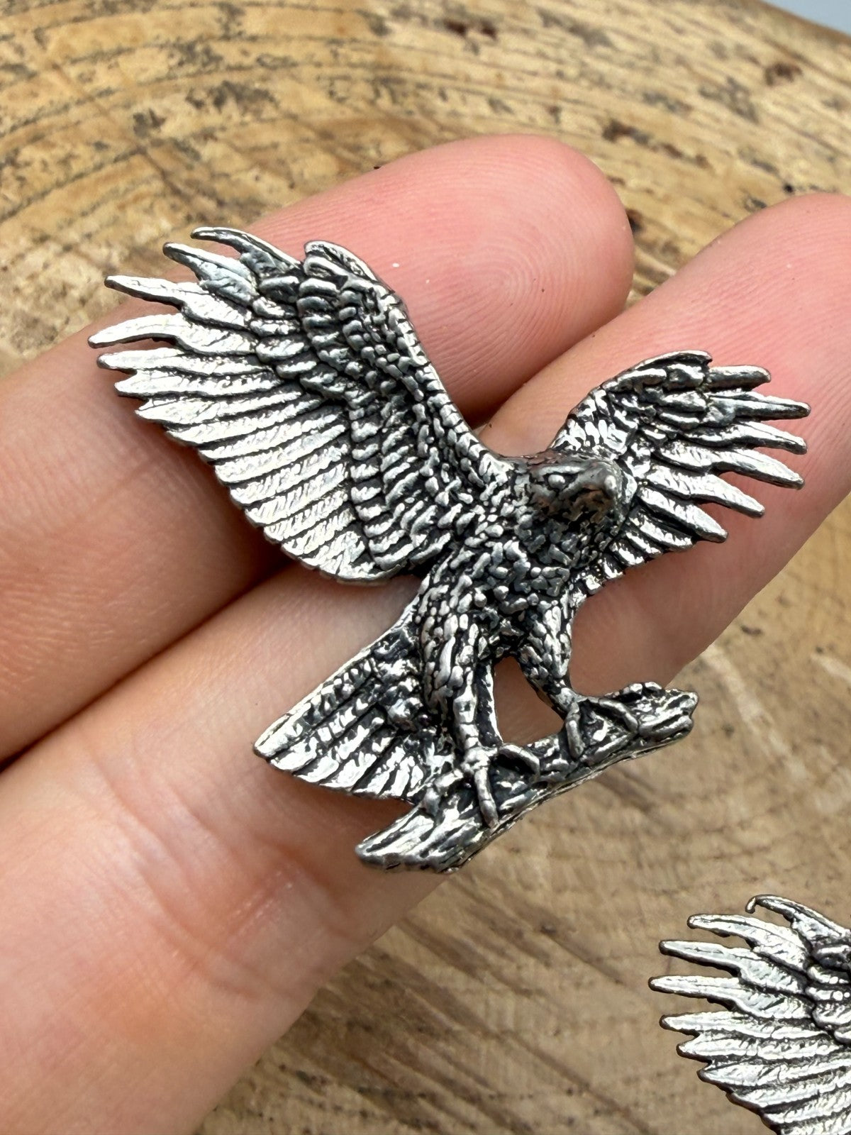 Vintage A.R. Brown Pewter Eagle Cufflinks Silver Tone Signed Bird of Prey