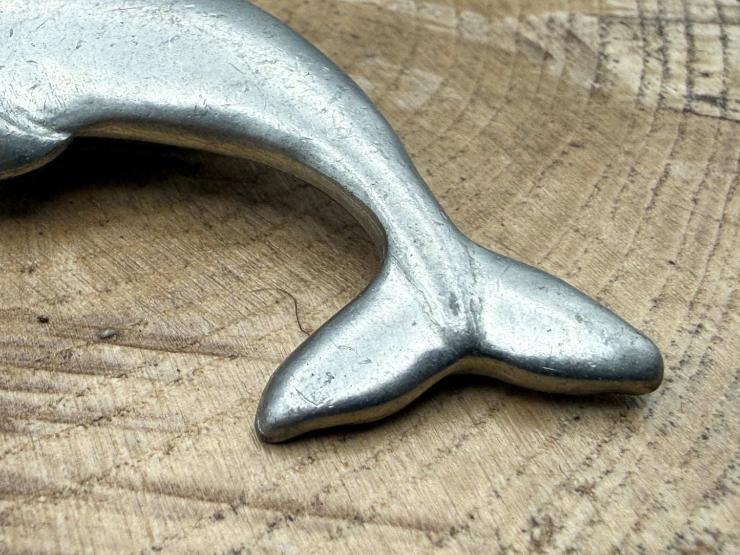 Vintage Dolphin Brooch by 'Seagull Pewter' Signed Canada 1989 Sealife Pin
