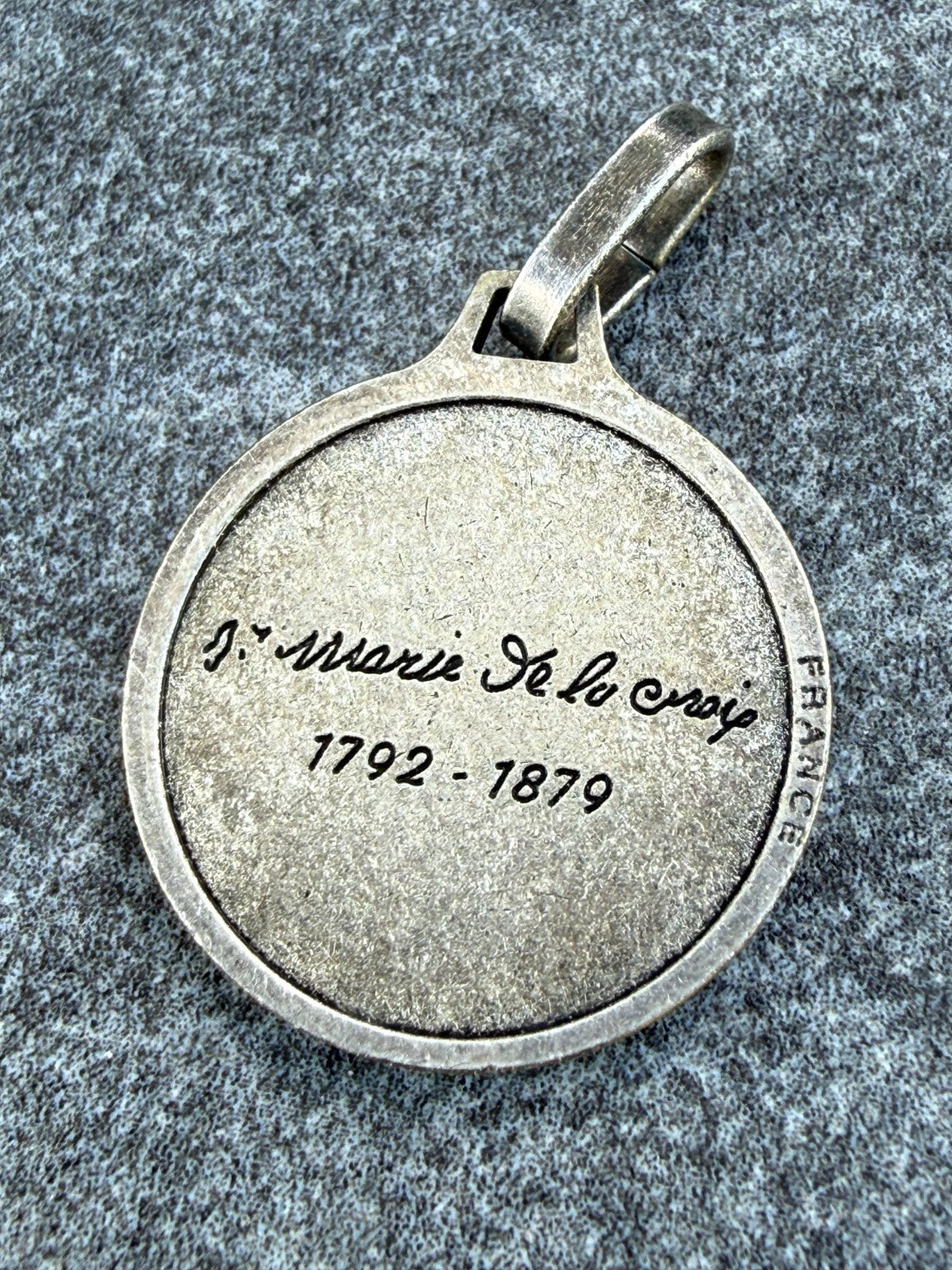 Vintage Jeanne Jugan Medal Silver Tone French Catholic Medallion Mary of Cross