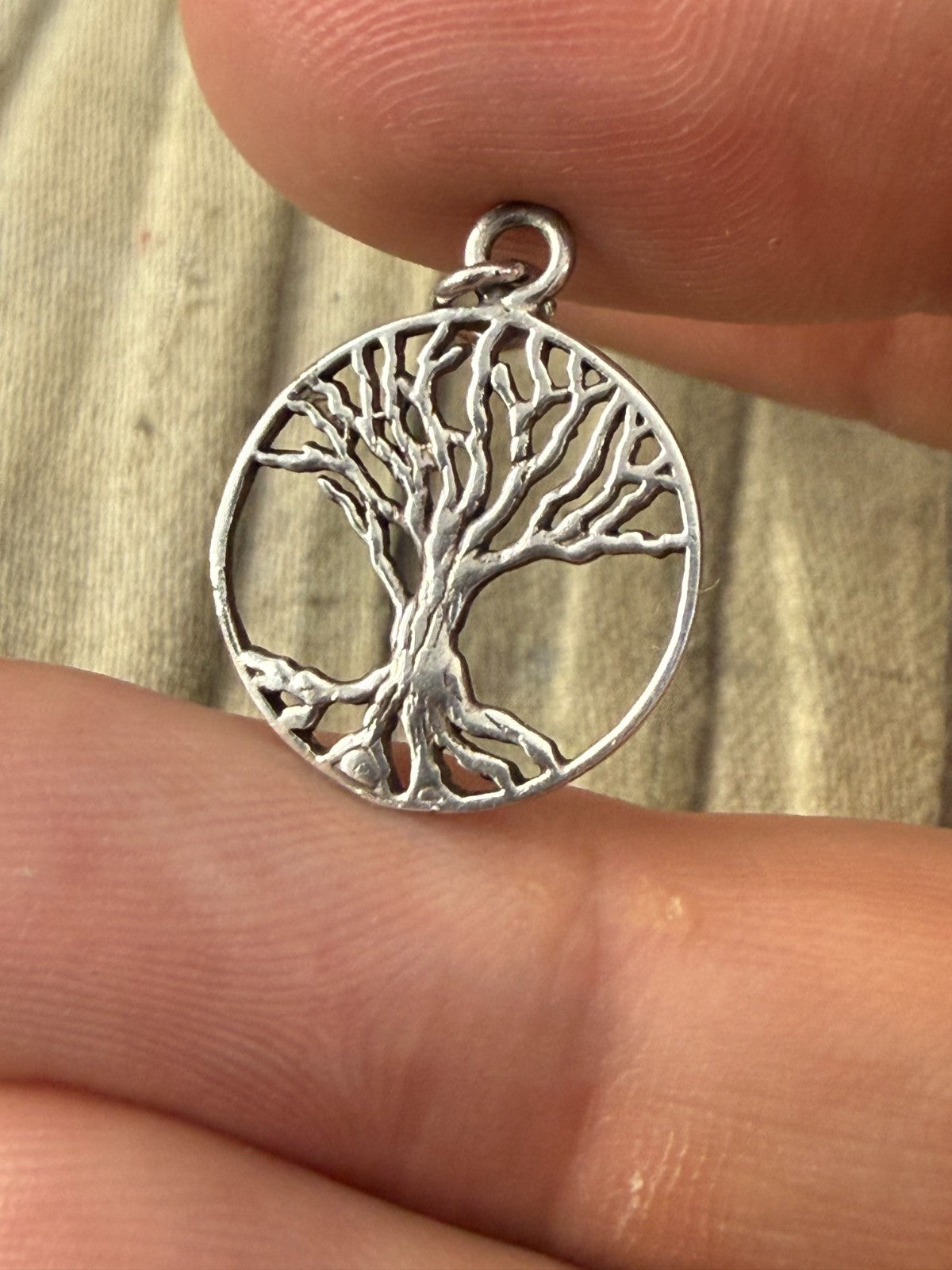 Sterling Silver Tree of Life Pendant Openwork Disc Charm 925 Unisex Spiritual