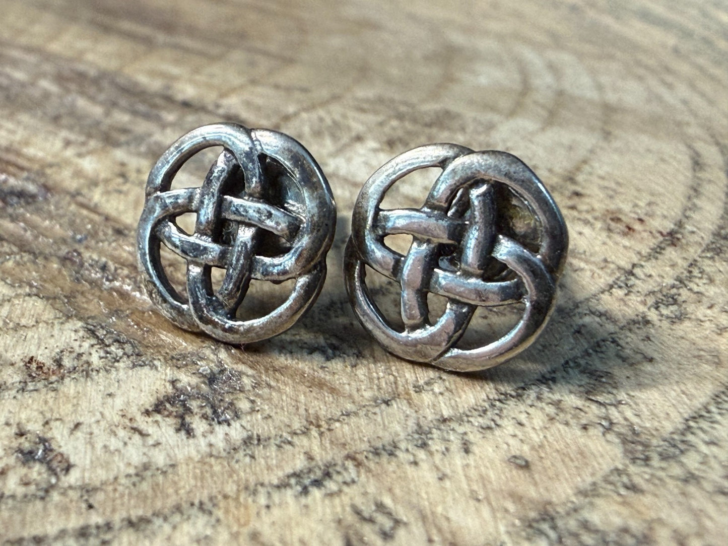 Vintage Kit Heath Sterling Silver Celtic Knot Stud Earrings 1994 Signed