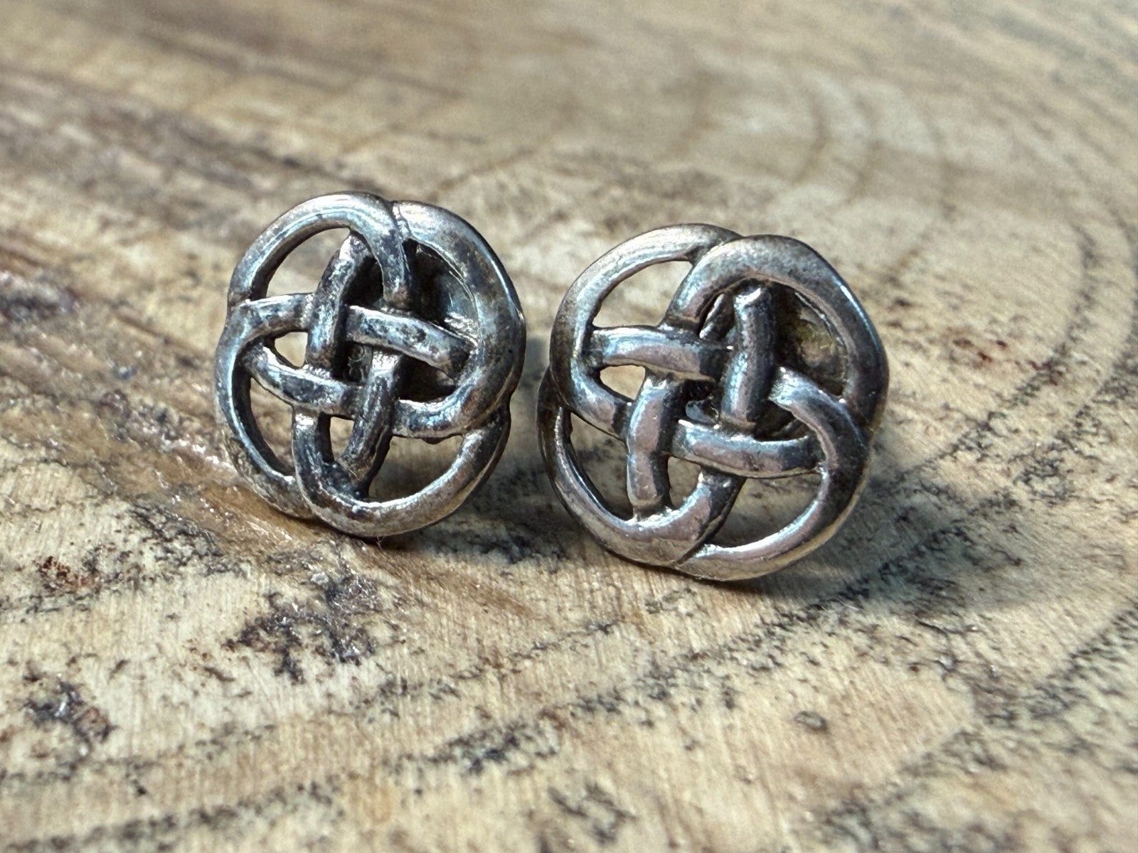 Vintage Kit Heath Sterling Silver Celtic Knot Stud Earrings 1994 Signed
