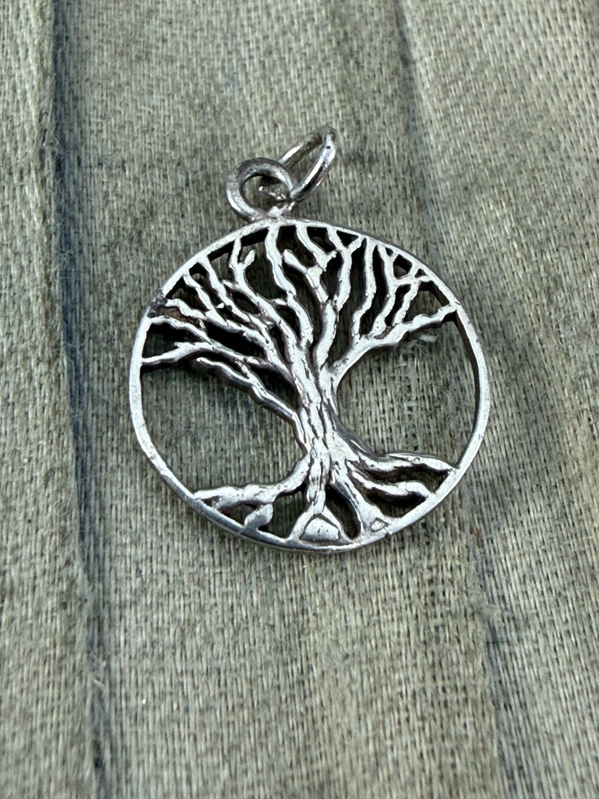 Sterling Silver Tree of Life Pendant Openwork Disc Charm 925 Unisex Spiritual