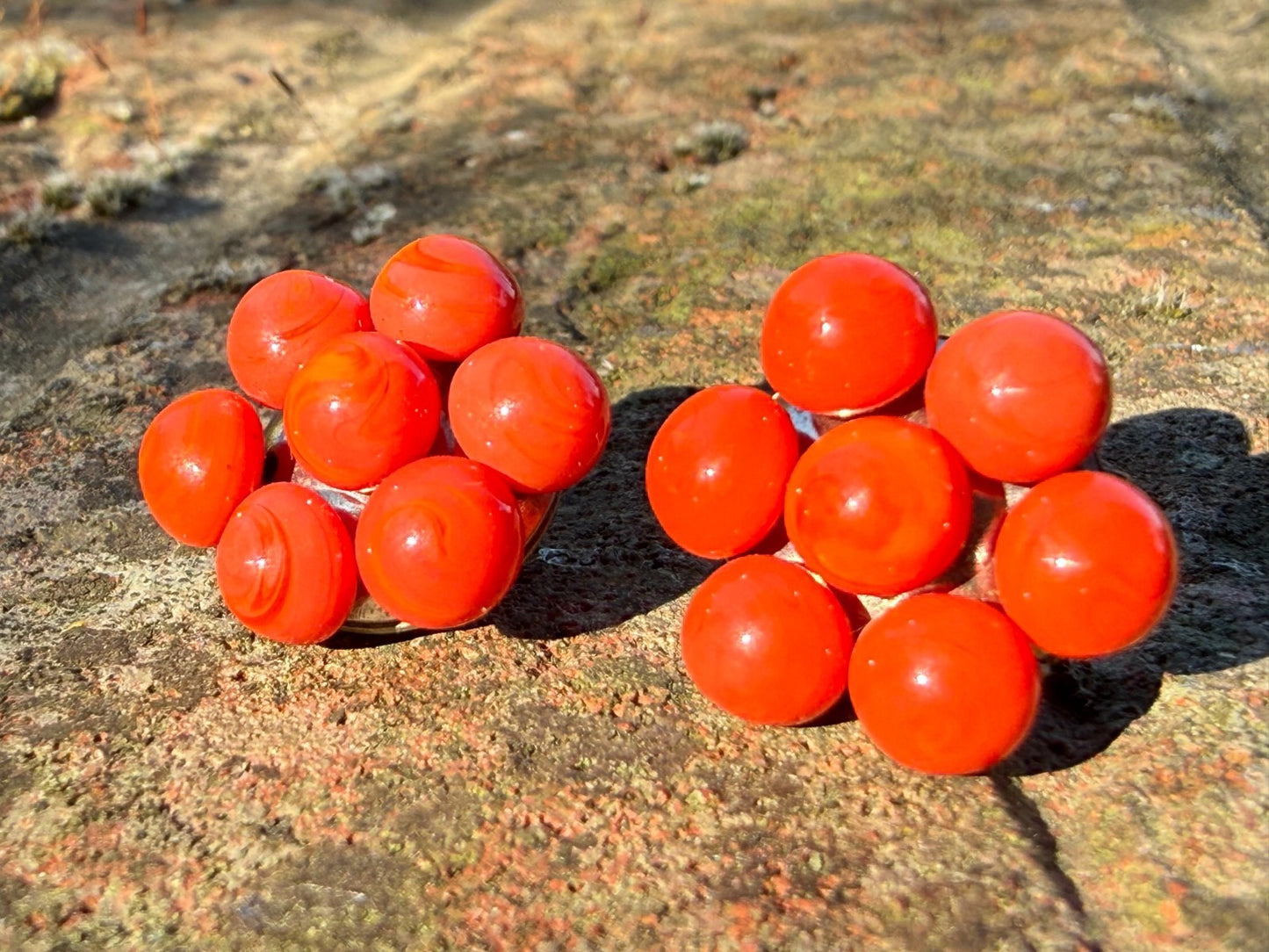 Vintage Red Glass Clip On Earrings Silver Tone Mid Century Floral Bead Bright