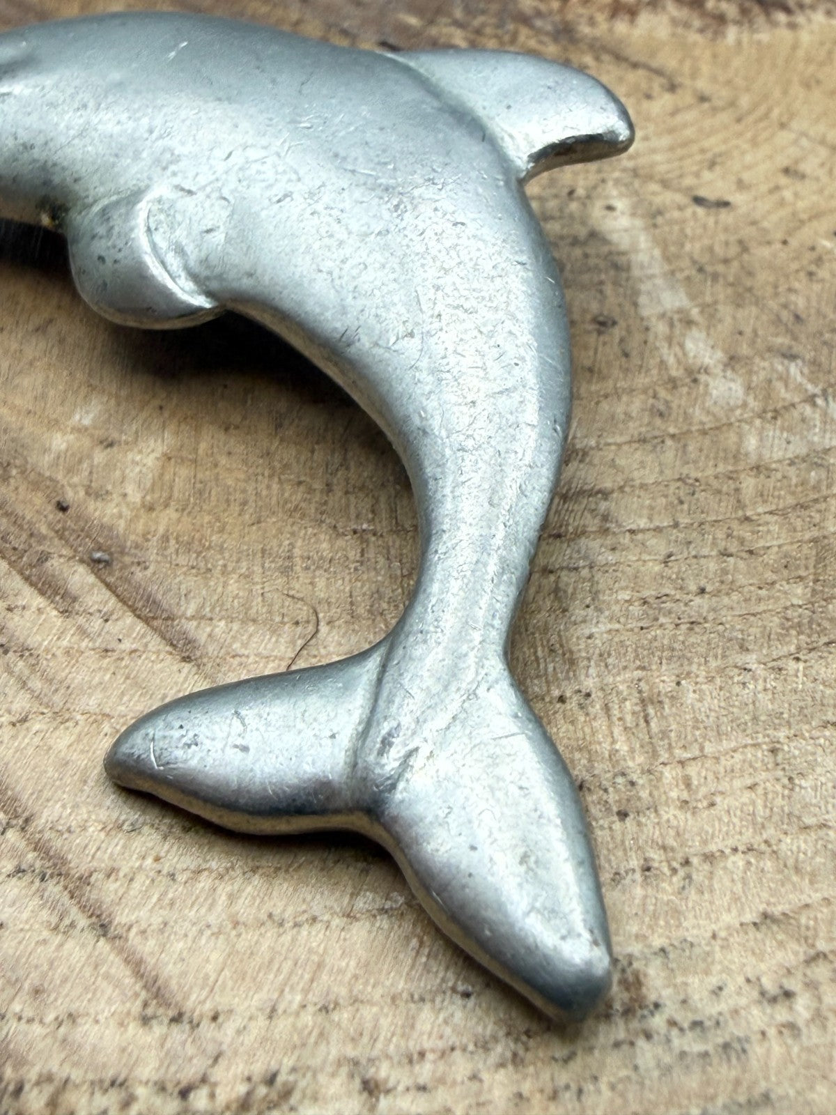Vintage Dolphin Brooch by 'Seagull Pewter' Signed Canada 1989 Sealife Pin