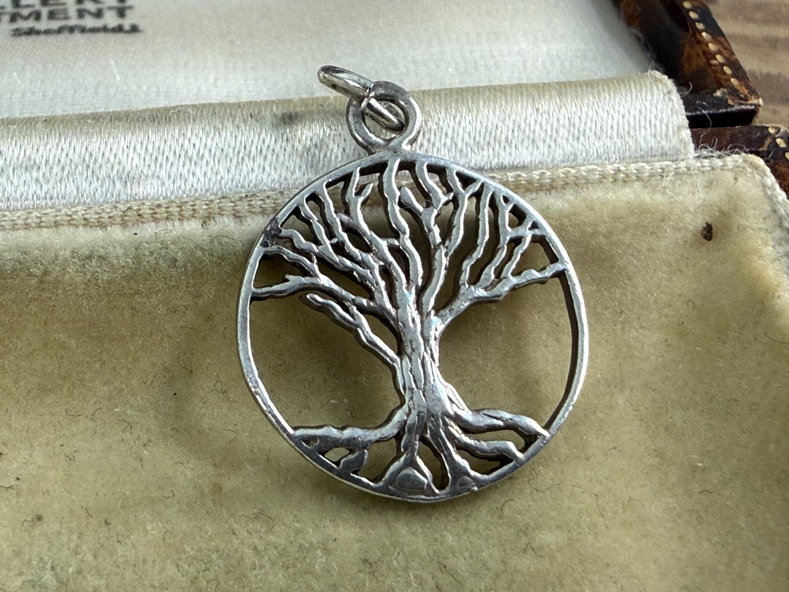 Sterling Silver Tree of Life Pendant Openwork Disc Charm 925 Unisex Spiritual