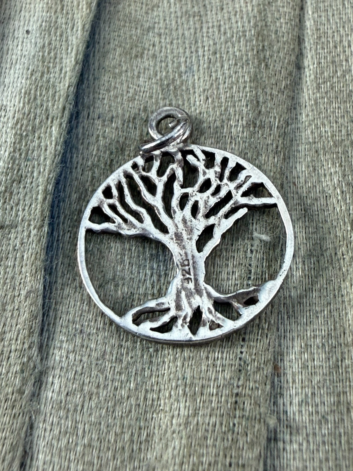 Sterling Silver Tree of Life Pendant Openwork Disc Charm 925 Unisex Spiritual