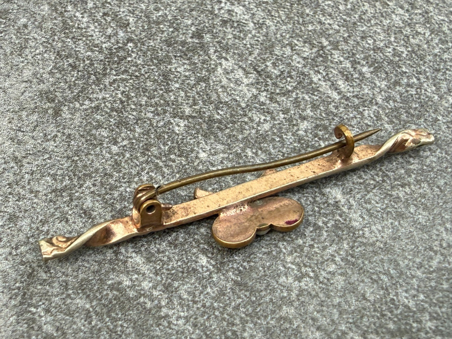 Antique Tennis Bar Brooch Rose Gold Tone Faux Pearl Sports Racquet Padel Gift