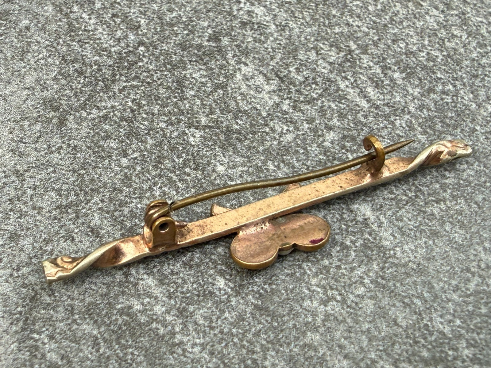 Antique Tennis Bar Brooch Rose Gold Tone Faux Pearl Sports Racquet Padel Gift