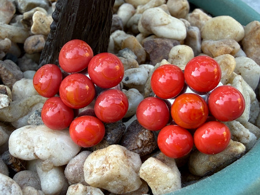Vintage Red Glass Clip On Earrings Silver Tone Mid Century Floral Bead Bright