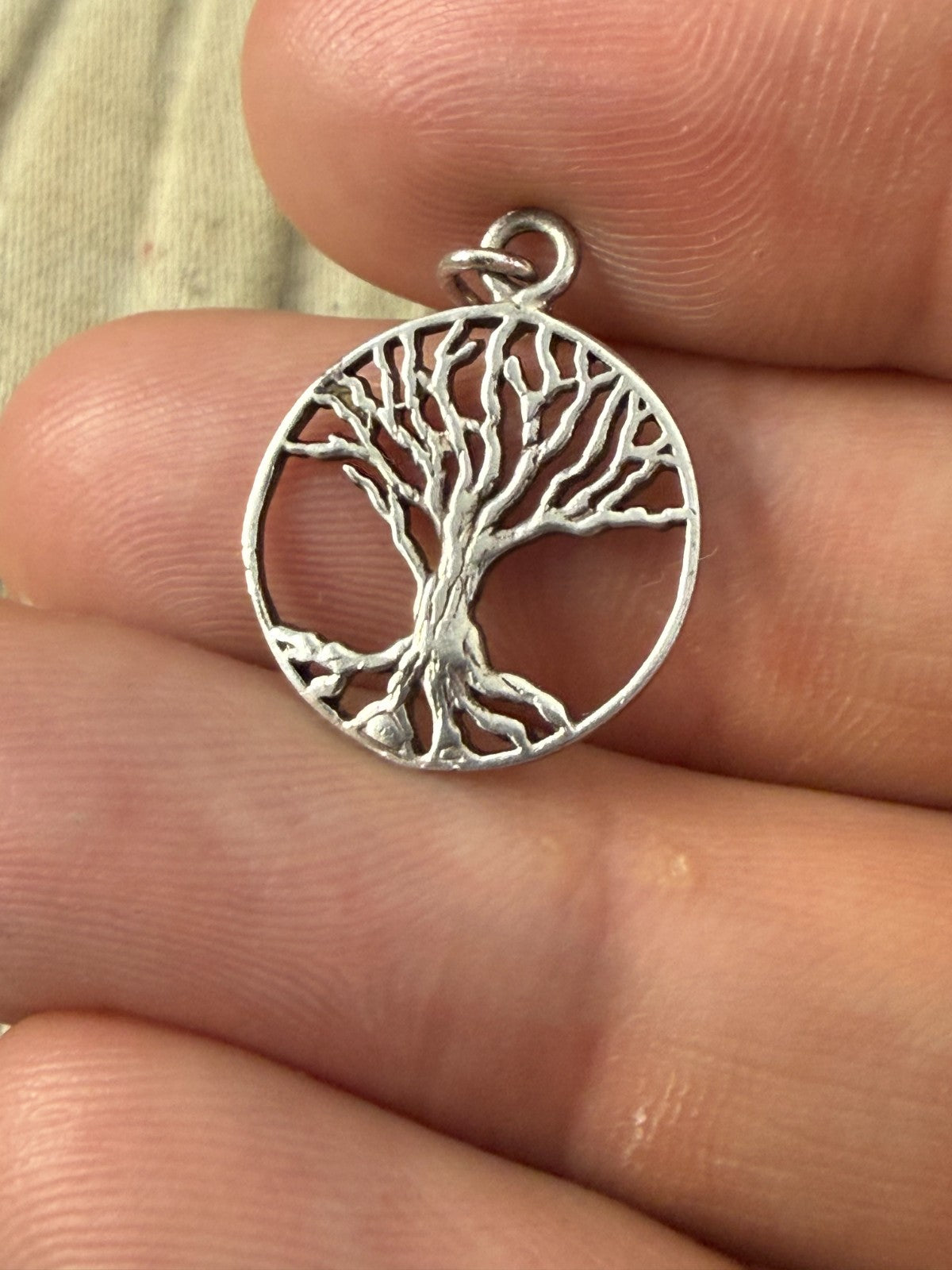 Sterling Silver Tree of Life Pendant Openwork Disc Charm 925 Unisex Spiritual