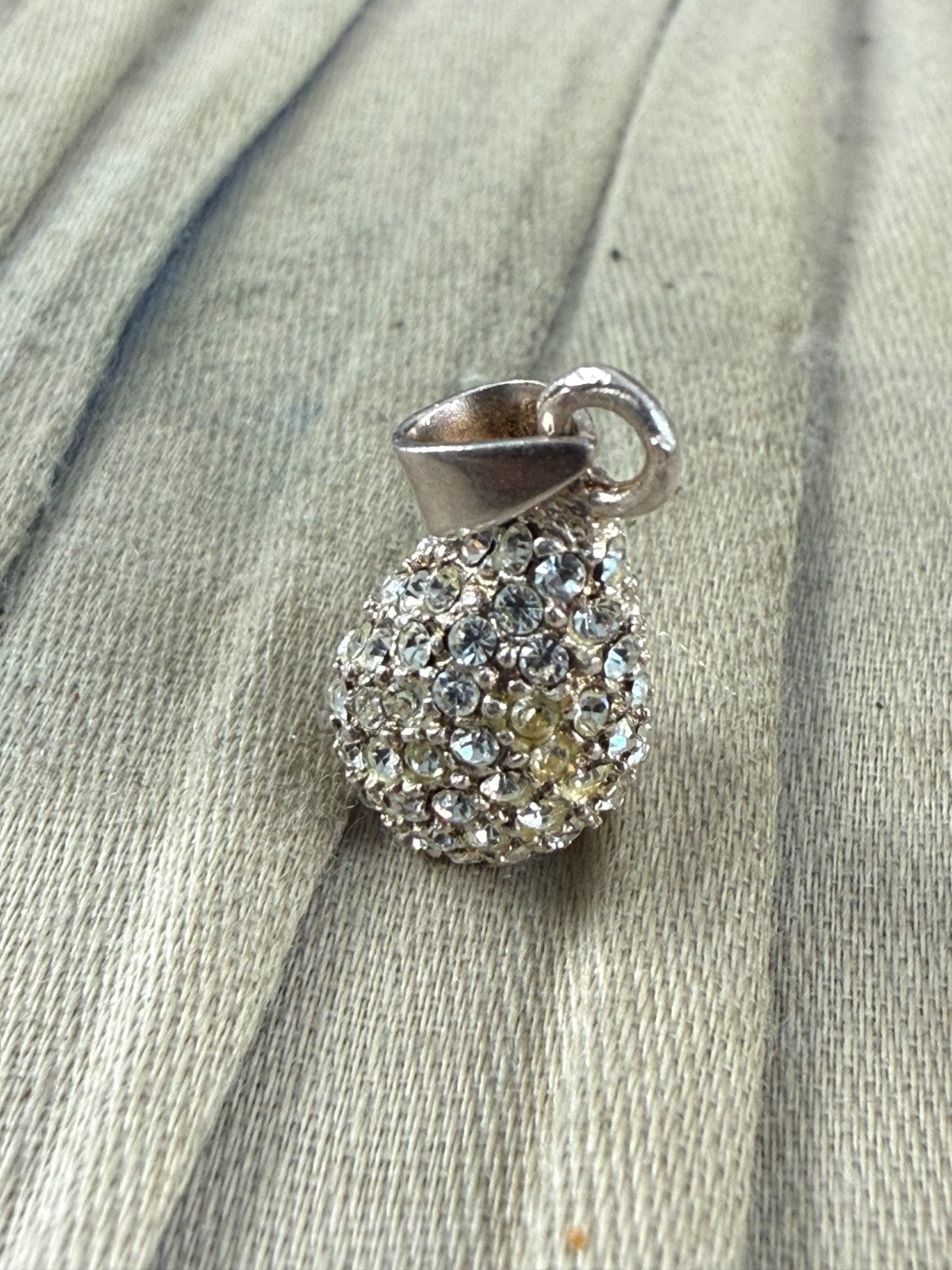 Sterling Silver 925 Pavé Rhinestone Teardrop Pendant Clear Crystal Sparkle Charm