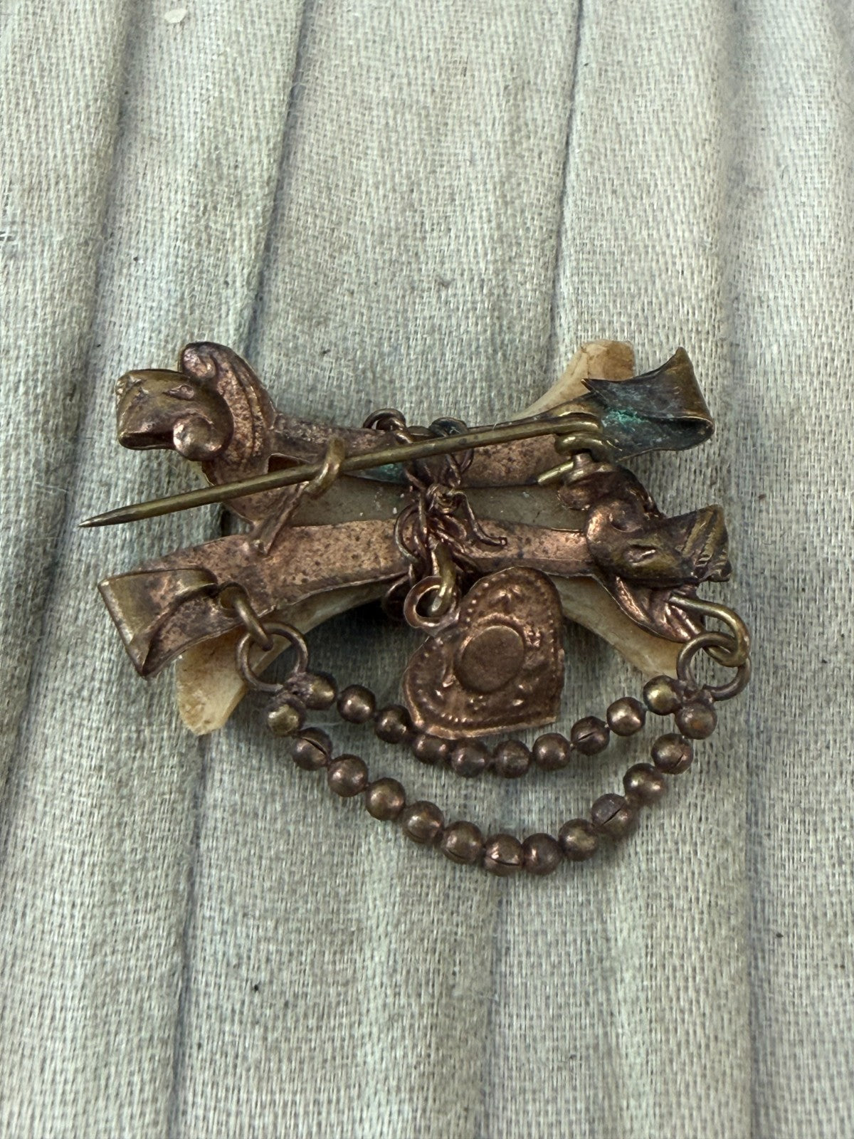 Antique Victorian Souvenir Sweetheart Brooch Alger Algeria Love Heart Pin