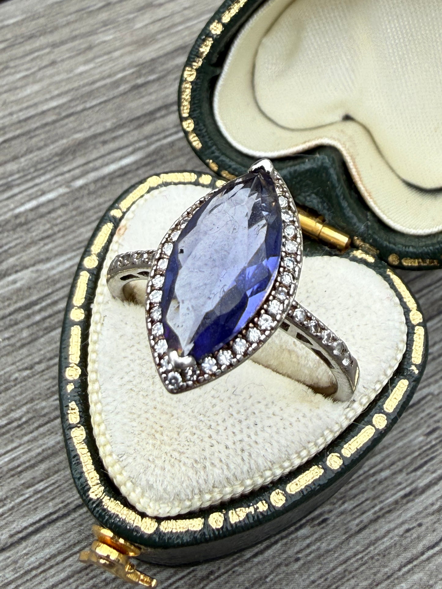 Stunning Sterling Silver Blue Glass Ring