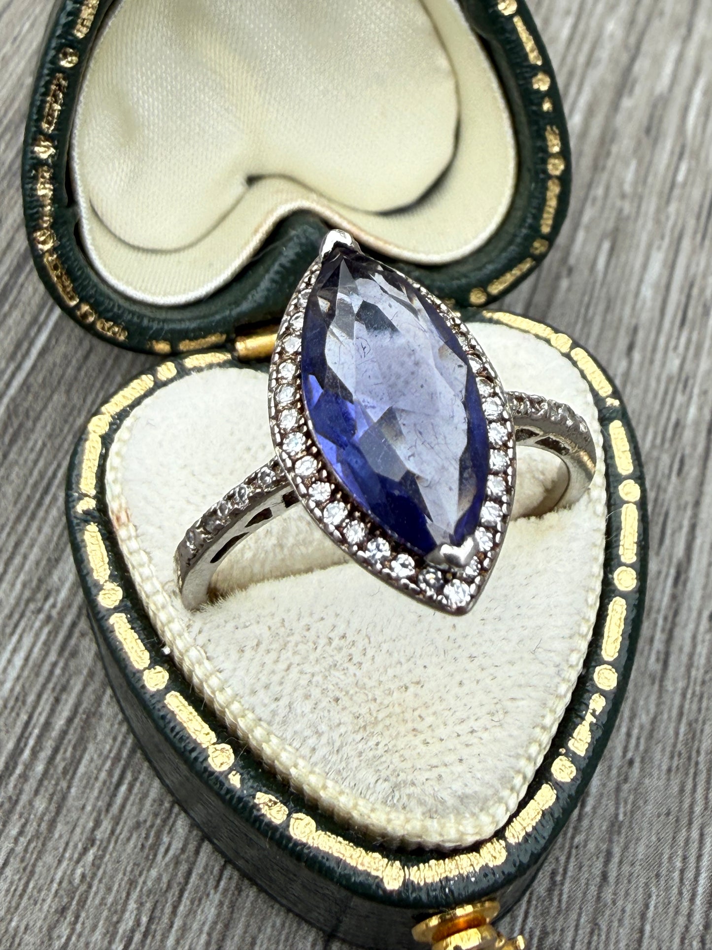 Stunning Sterling Silver Blue Glass Ring