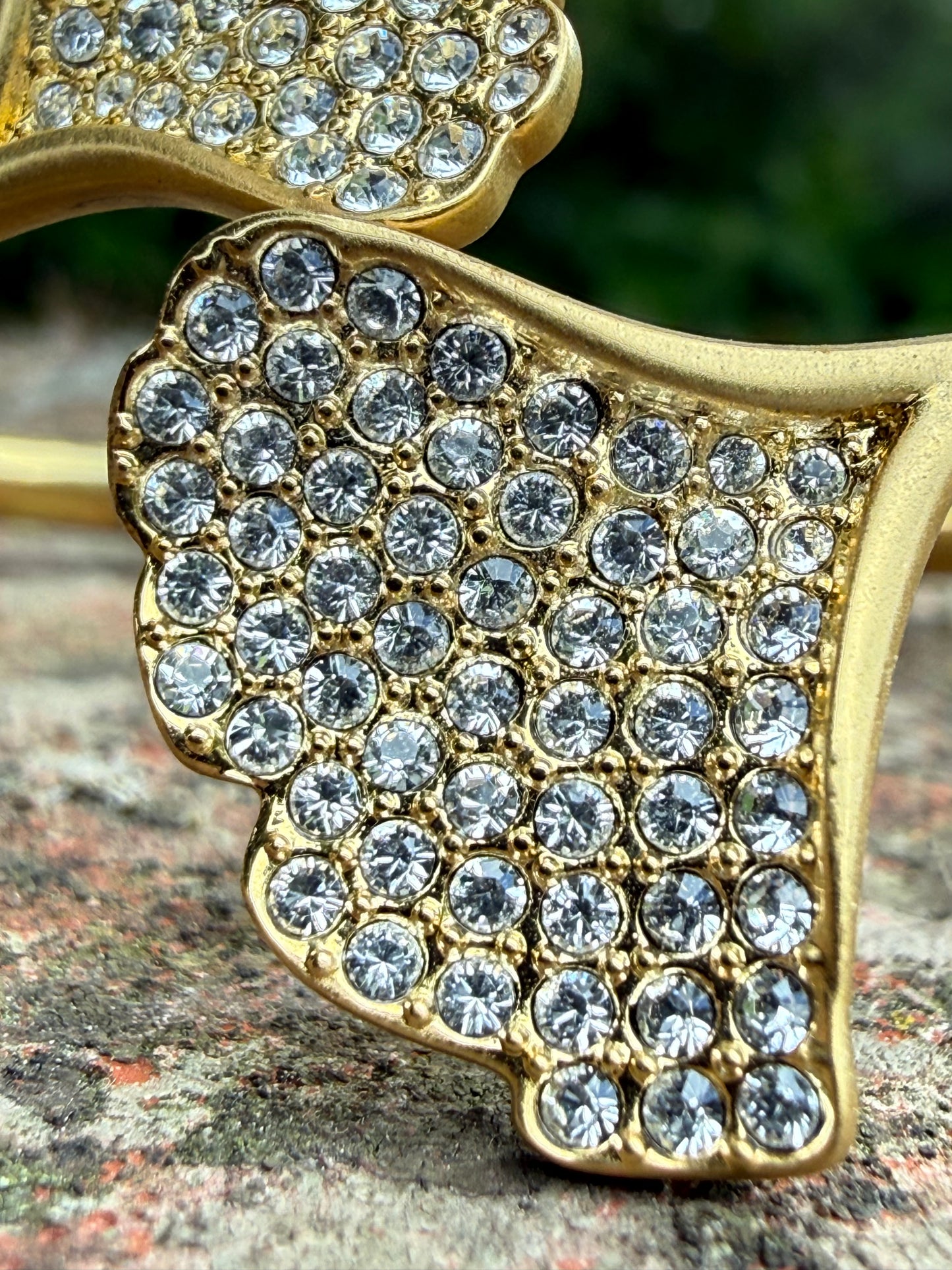Swarovski Gold-Plated Gingko Leaf Crystal Bangle