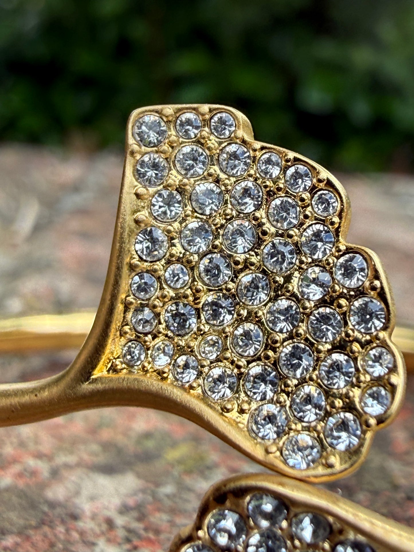 Swarovski Gold-Plated Gingko Leaf Crystal Bangle