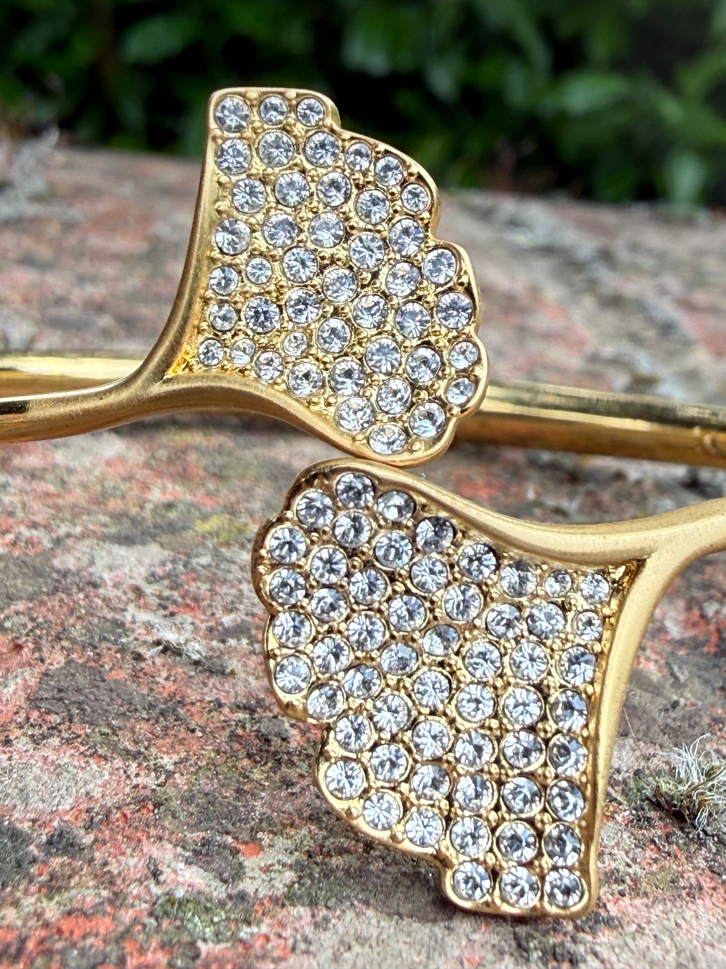 Swarovski Gold-Plated Gingko Leaf Crystal Bangle