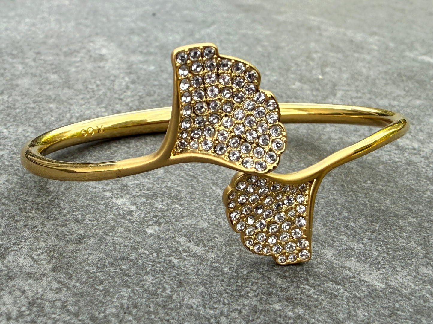 Swarovski Gold-Plated Gingko Leaf Crystal Bangle