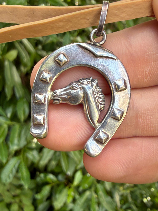 Vintage Silver Lucky Horseshoe Pendant