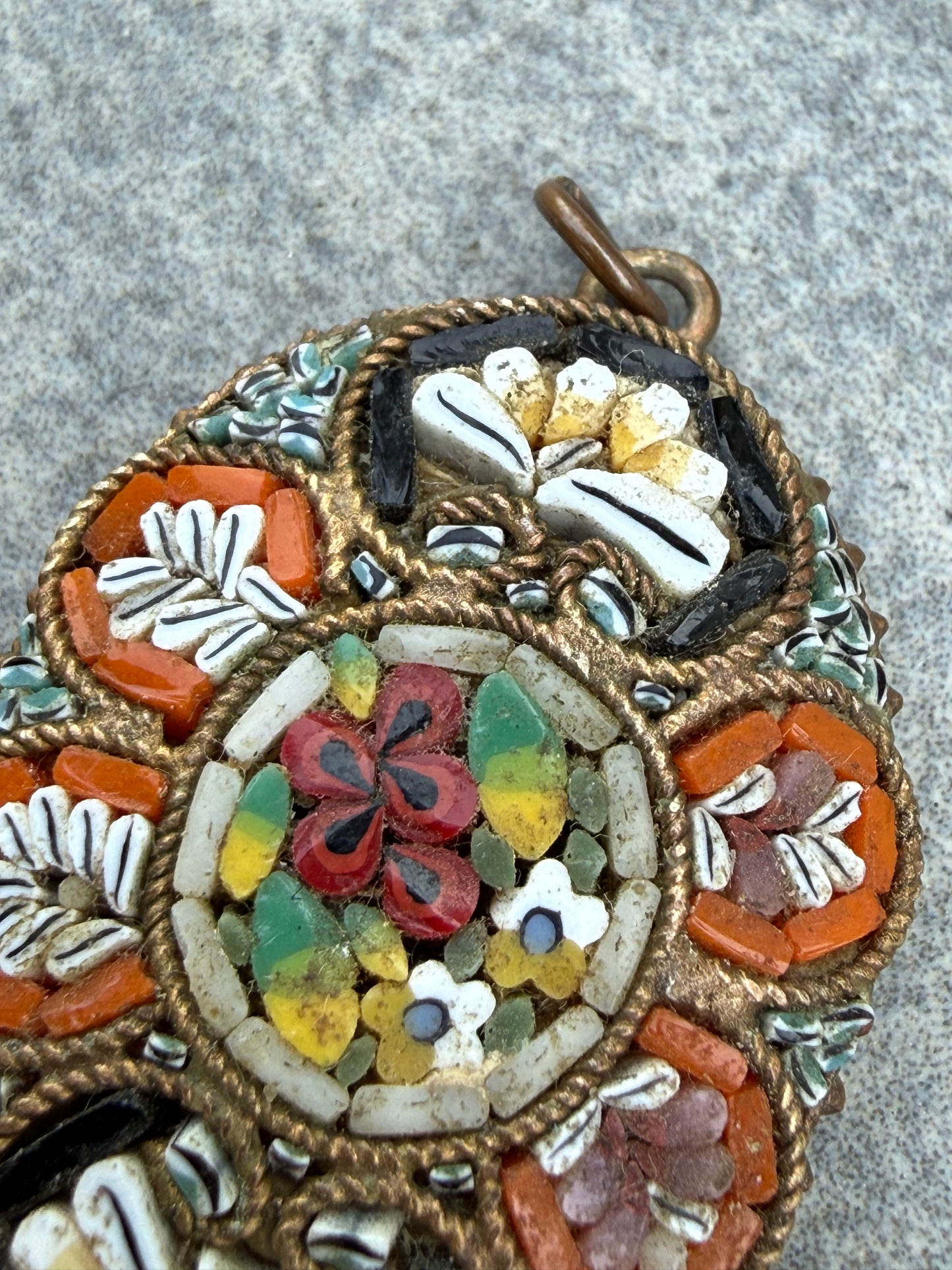 Vintage Micro Mosaic Floral Pendant