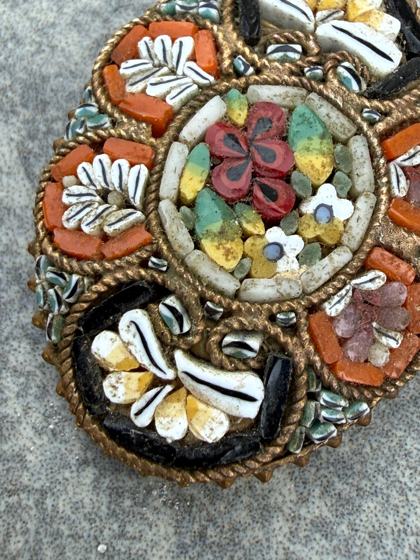 Vintage Micro Mosaic Floral Pendant