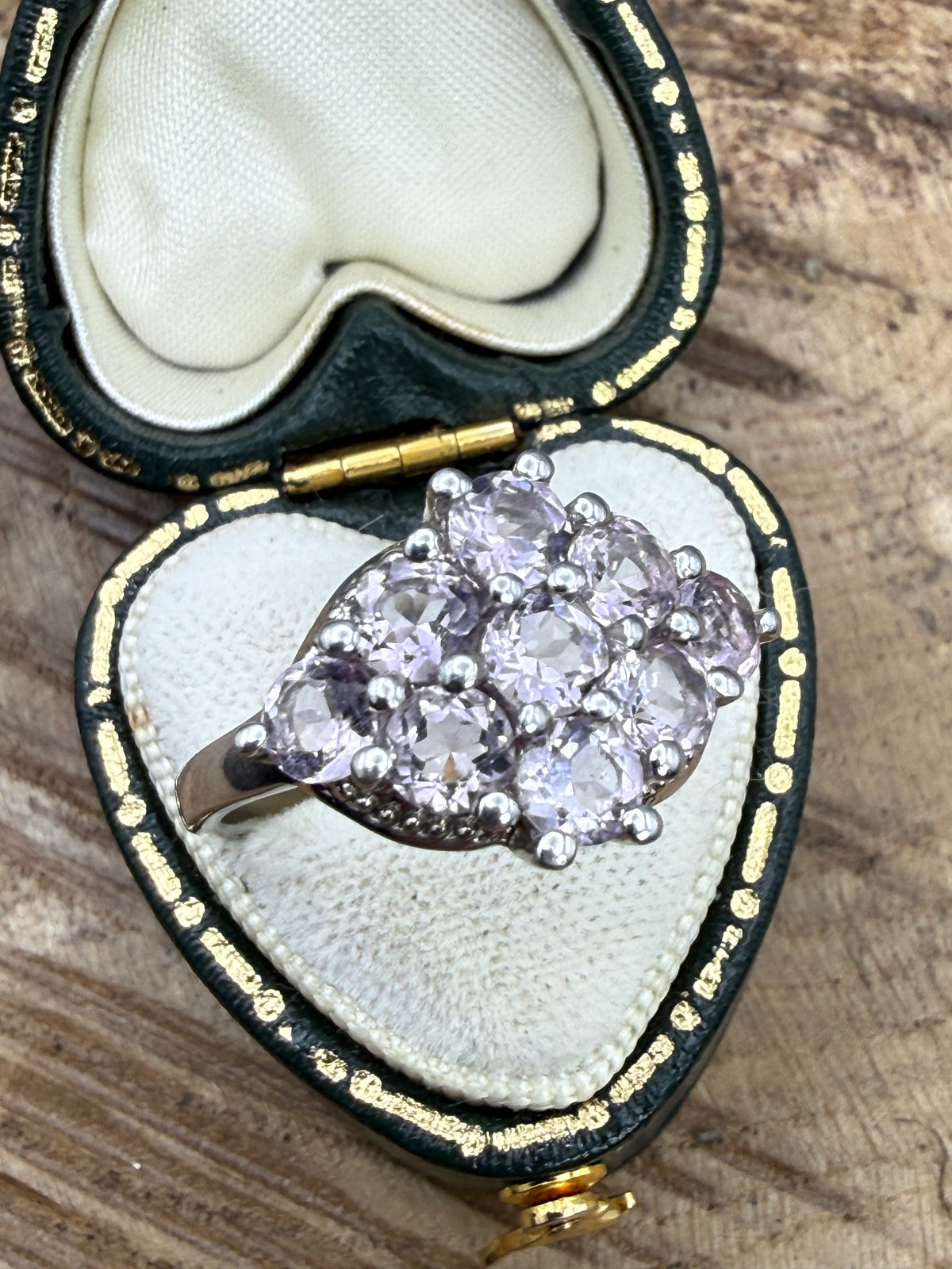 Vintage Sterling Silver Pale Amethyst Cluster Ring, Signed TGGC
