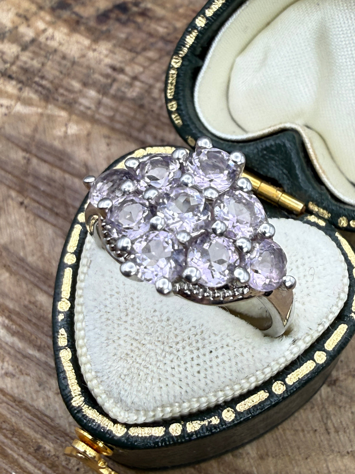 Vintage Sterling Silver Pale Amethyst Cluster Ring, Signed TGGC