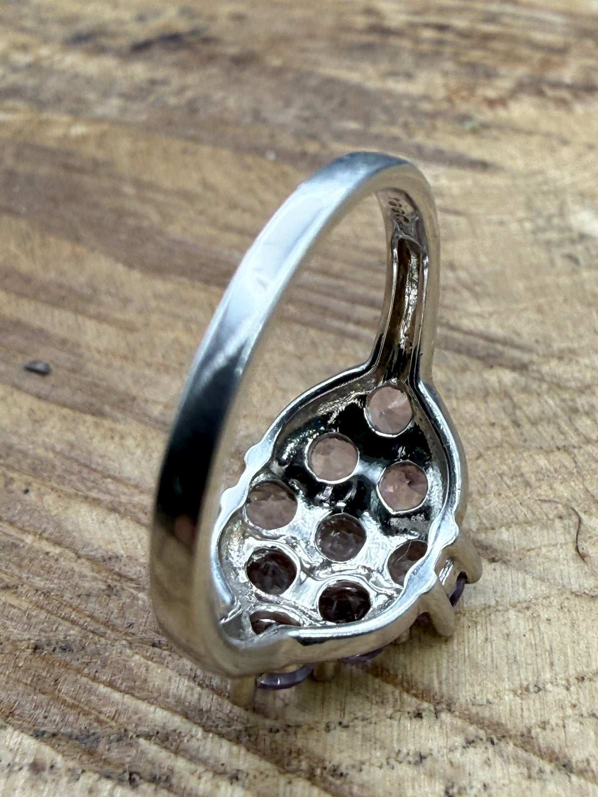 Vintage Sterling Silver Pale Amethyst Cluster Ring, Signed TGGC