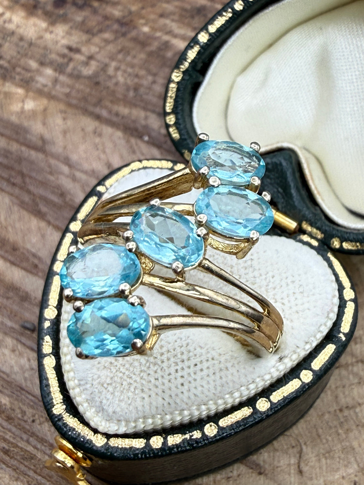 Vintage Gold Vermeil Aquamarine Cluster Ring