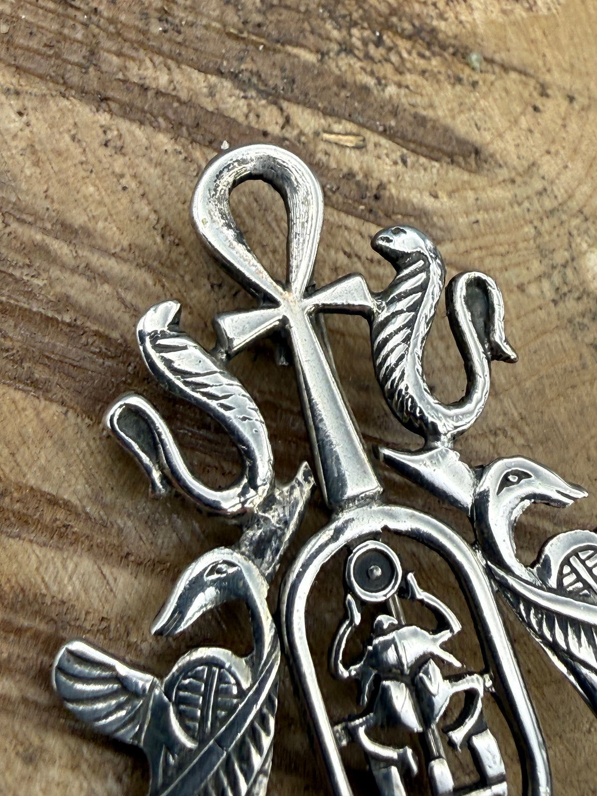 Vintage Egyptian Revival Tutankhamun Silver Brooch