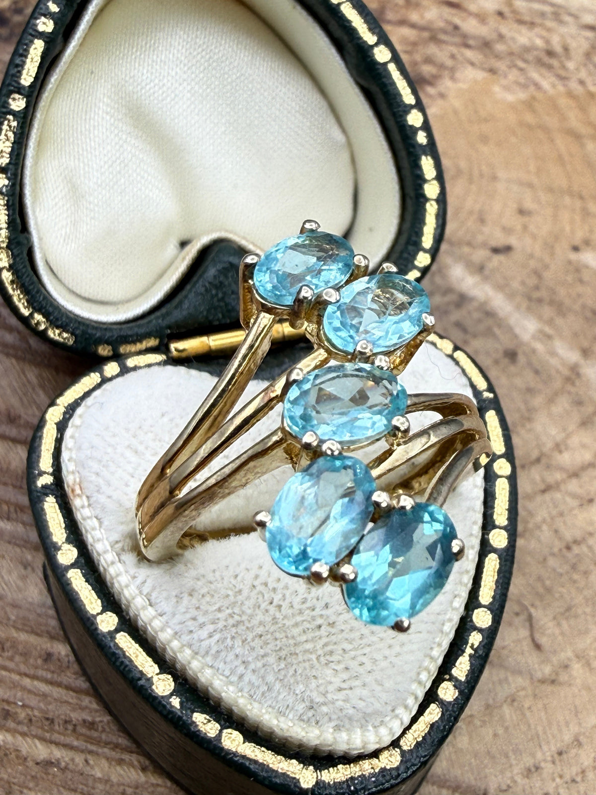 Vintage Gold Vermeil Aquamarine Cluster Ring