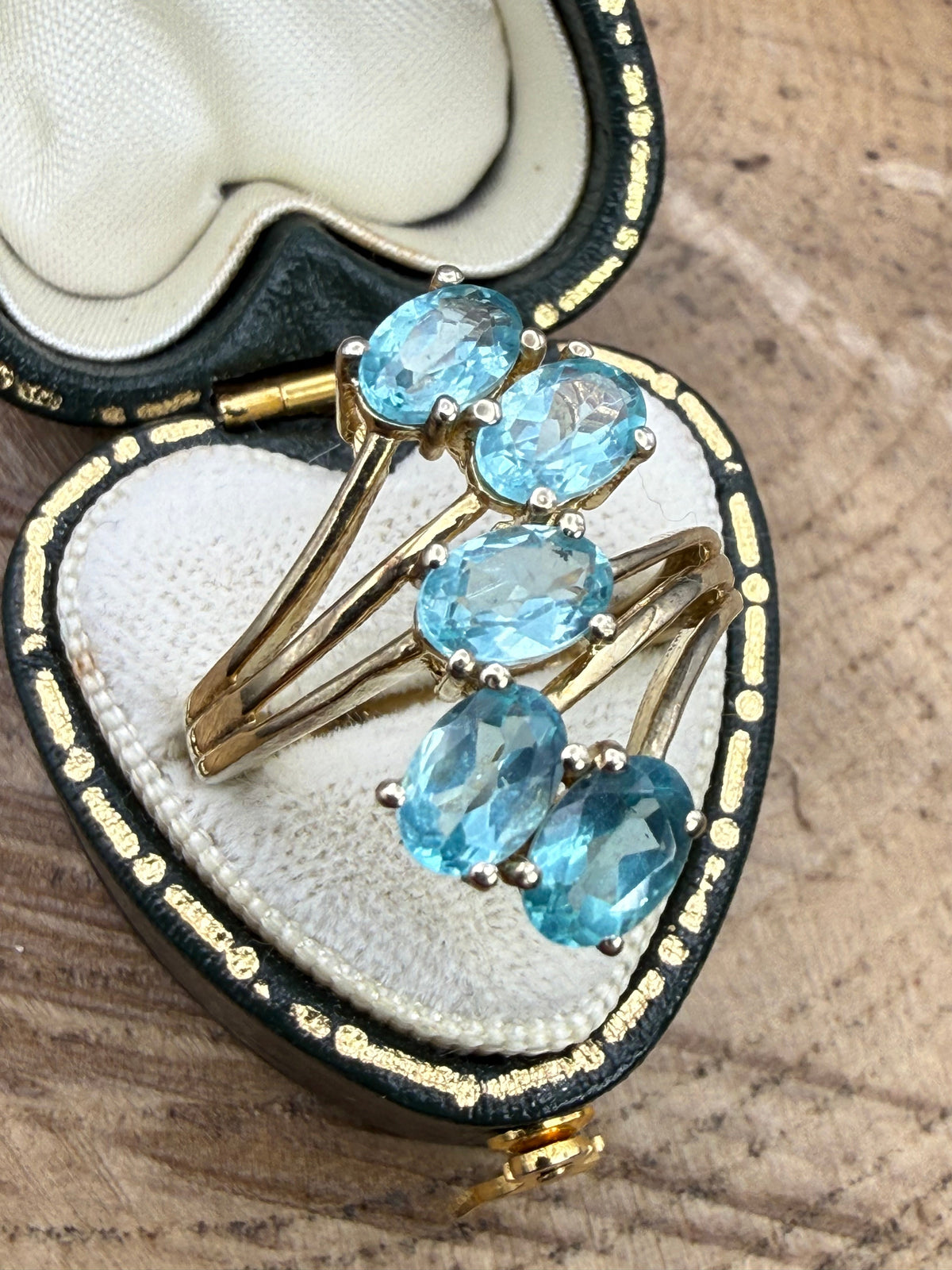 Vintage Gold Vermeil Aquamarine Cluster Ring