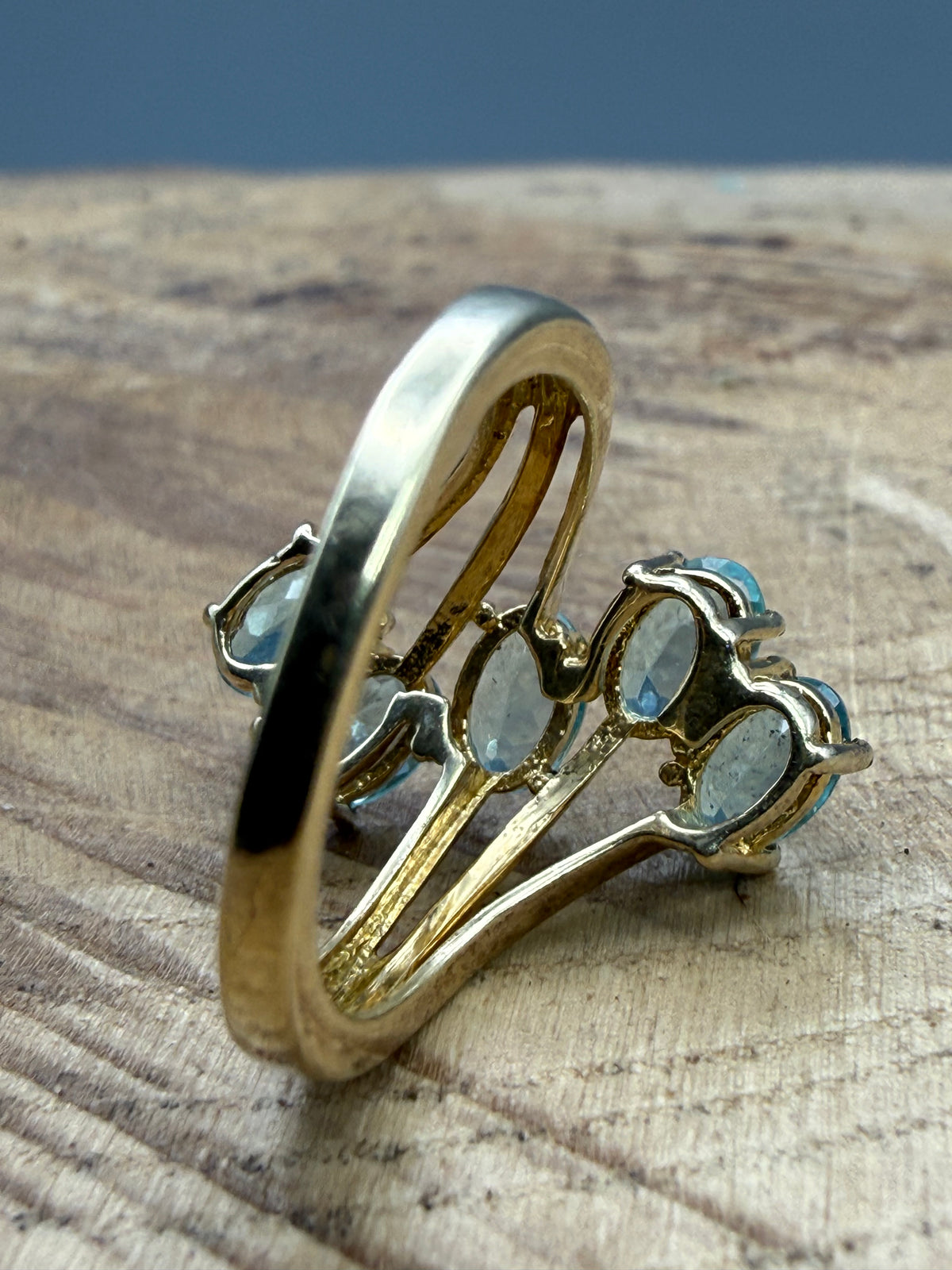Vintage Gold Vermeil Aquamarine Cluster Ring