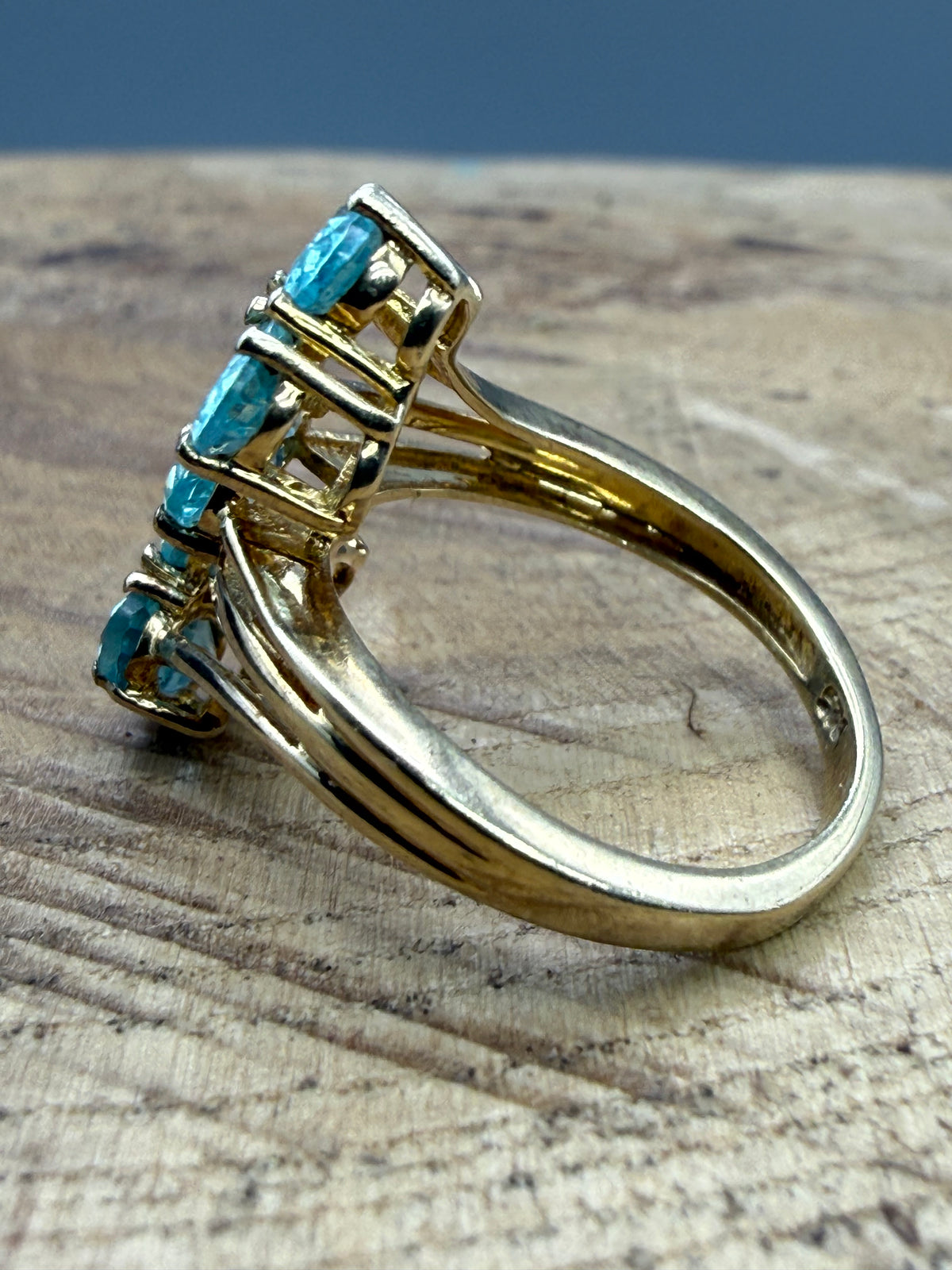 Vintage Gold Vermeil Aquamarine Cluster Ring