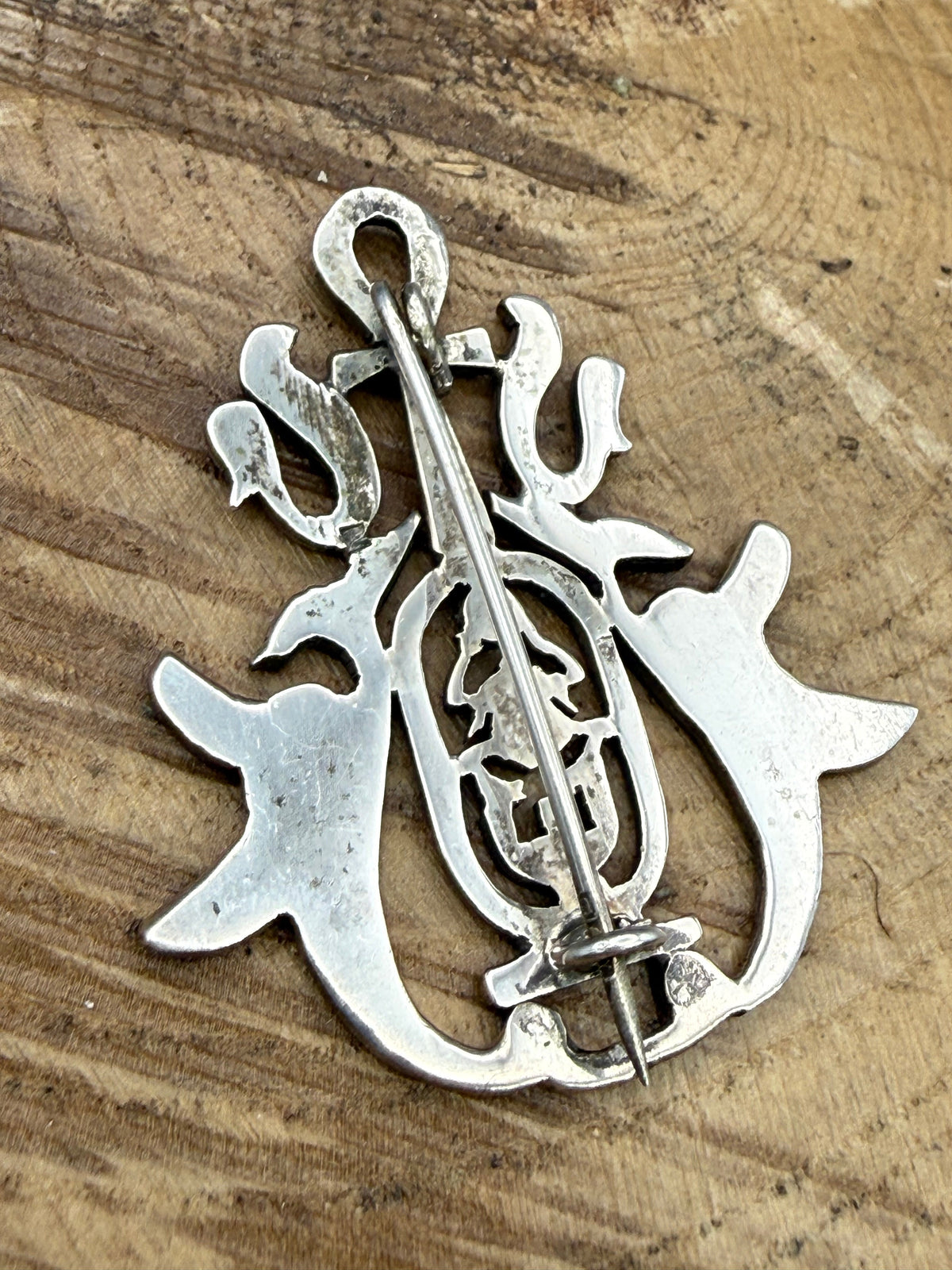 Vintage Egyptian Revival Tutankhamun Silver Brooch